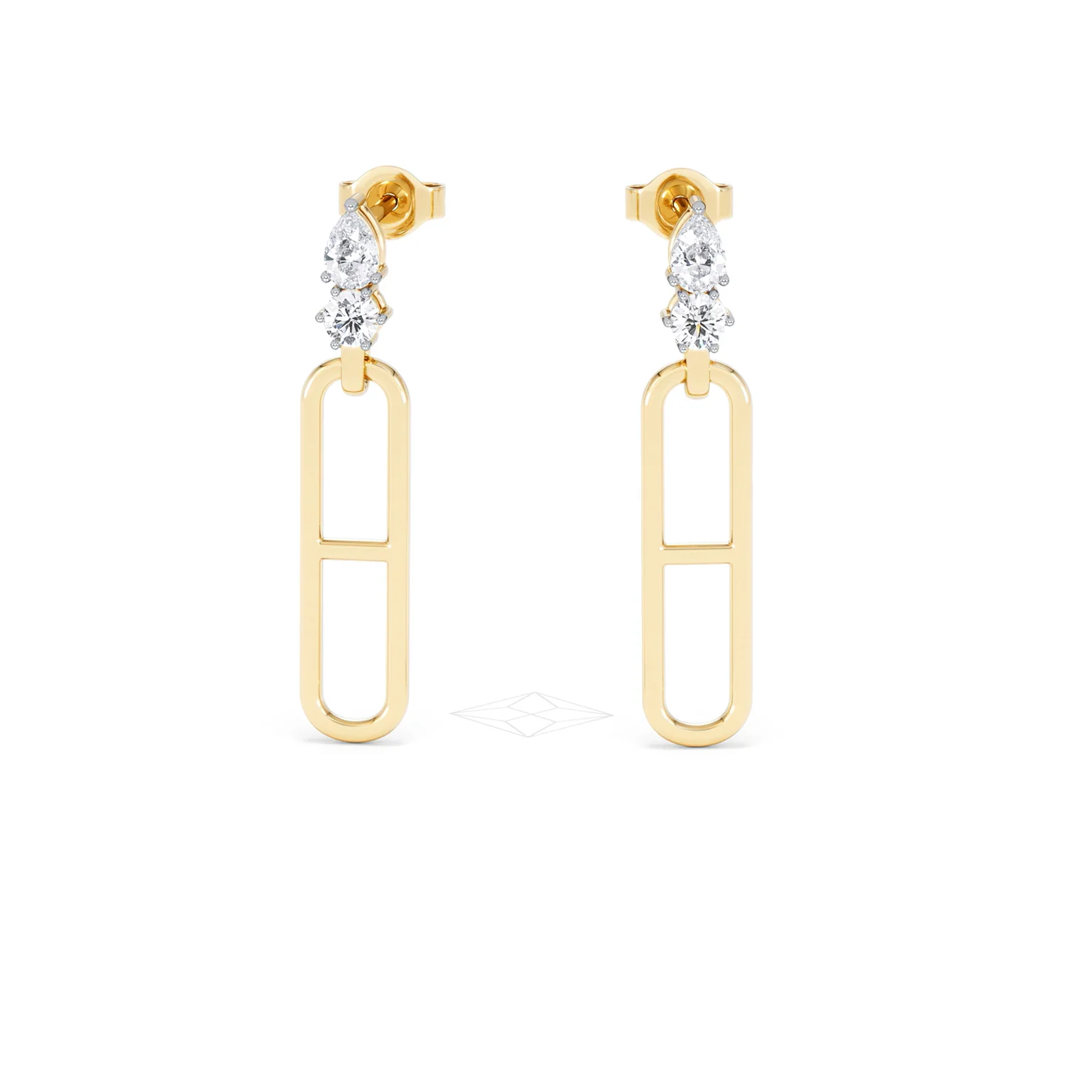 Paperclip 0.47ct Lab Diamond Drop Link Earrings in 18K Yellow Gold - Image 88
