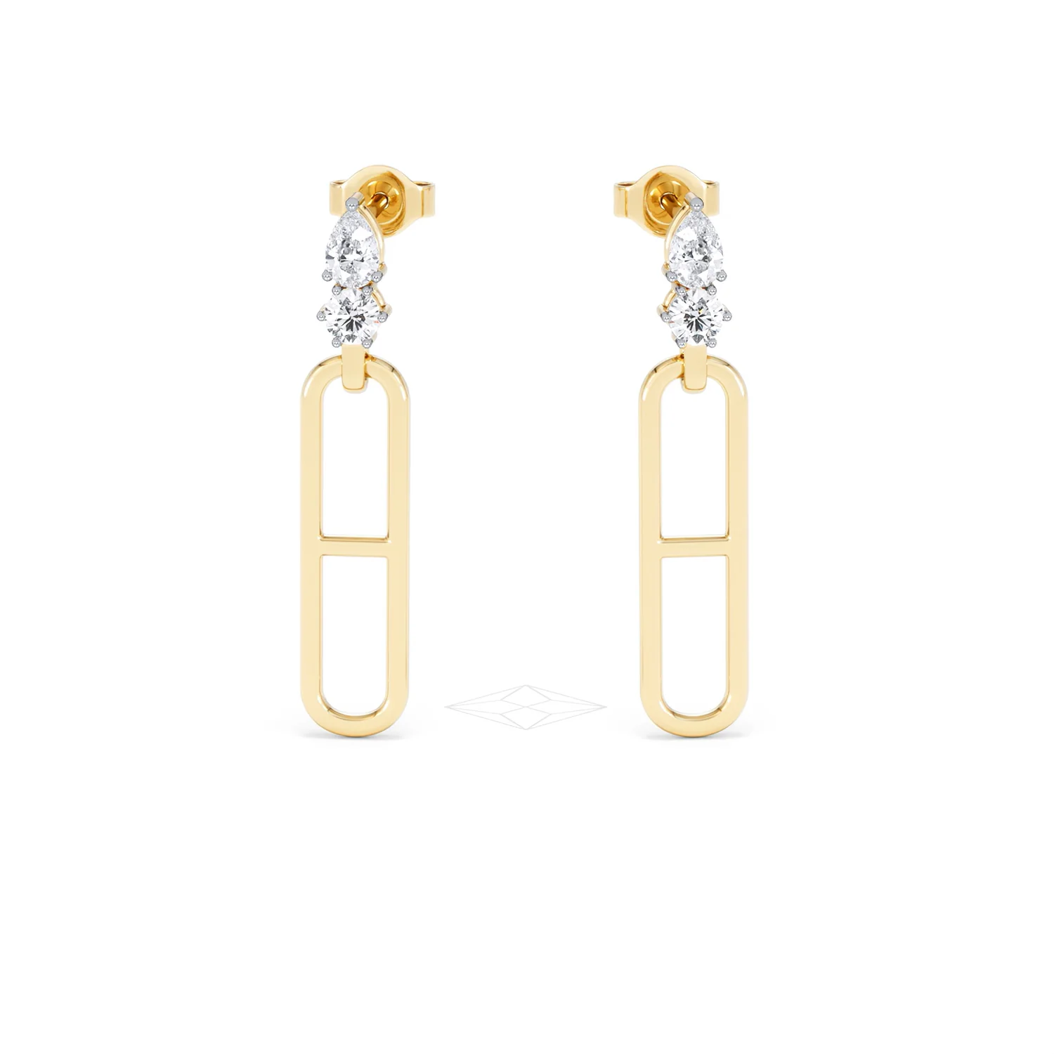 Paperclip 0.47ct Lab Diamond Drop Link Earrings in 18K Yellow Gold - Image 9