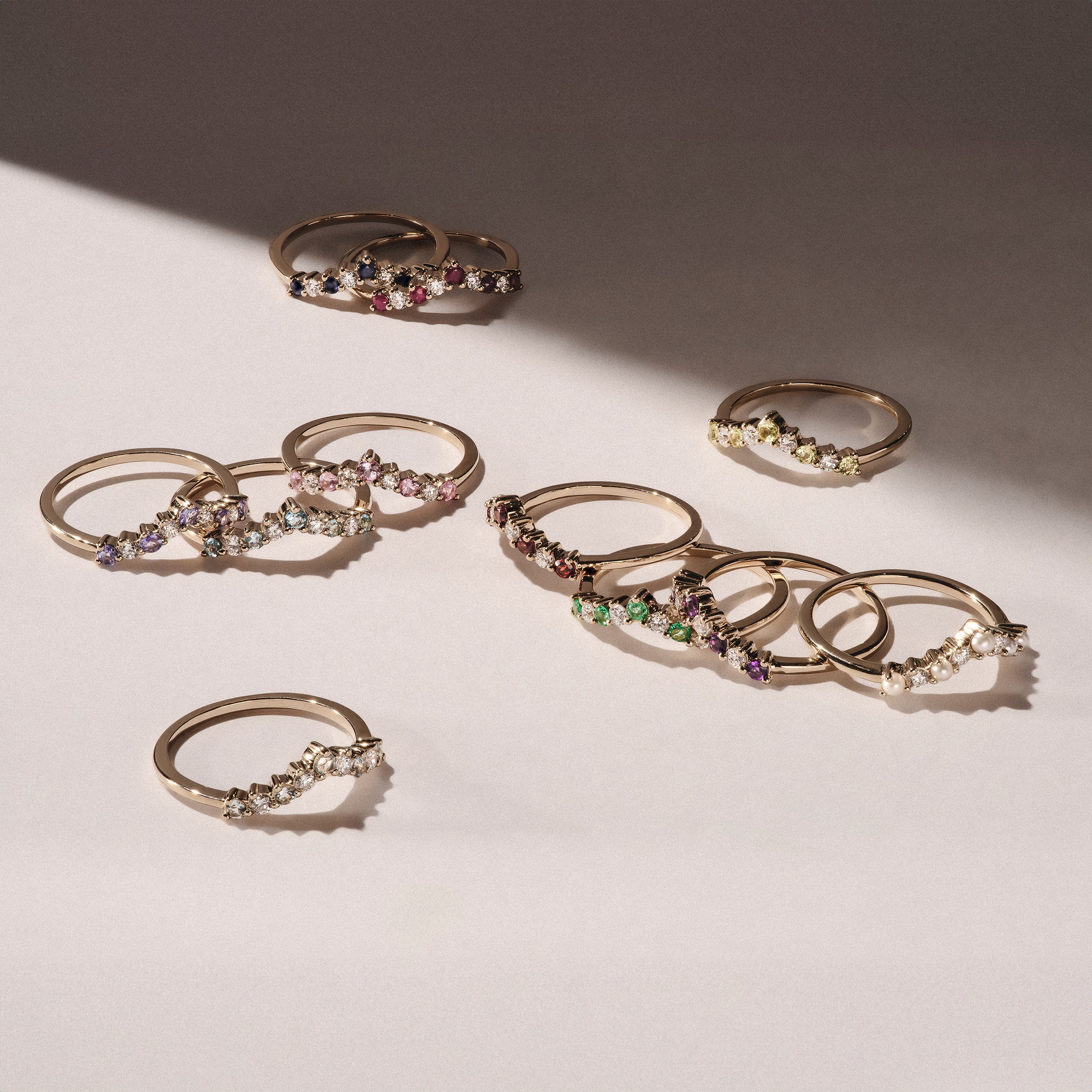 Starlit Peridot and Lab Diamond Wishbone Ring in 9K Yellow Gold - Image 6