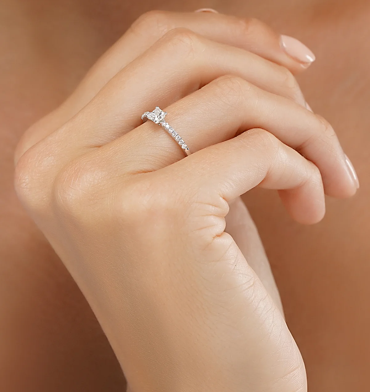 Princess Cut Lab Diamond Engagement Ring 0.25ct H/Si in 9K White Gold - Image 3
