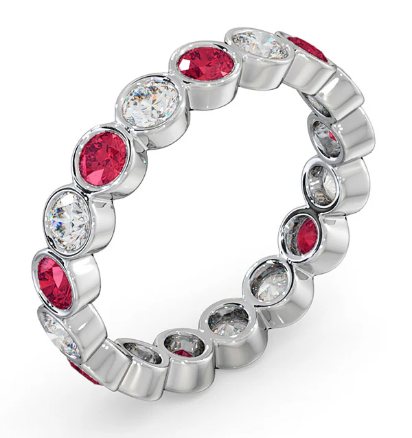 Ruby 1.50ct And G/VS Diamond 18KW Gold Eternity Ring - Image 2