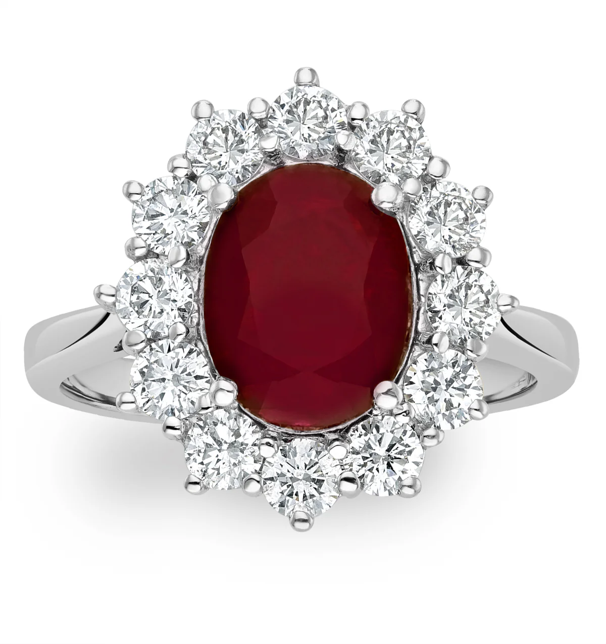 Ruby 2.40ct And Diamond 1.00ct Cluster Ring in 18K White Gold - Image 2