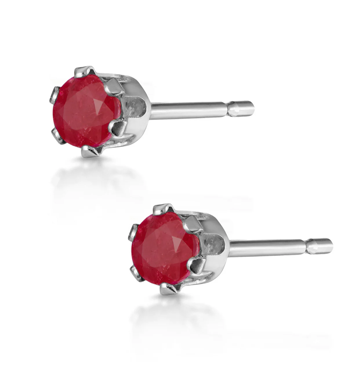 Ruby 3 x 3mm 9K White Gold Stud Earrings - Image 2
