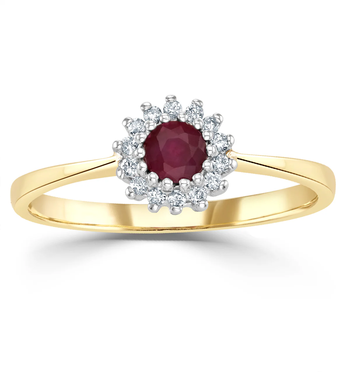 Ruby 3.5 x 3.5mm And Diamond 9K Gold Ring - Image 2