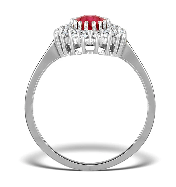 Ruby 7 x 5mm And Diamond 9K White Gold Ring - Image 2