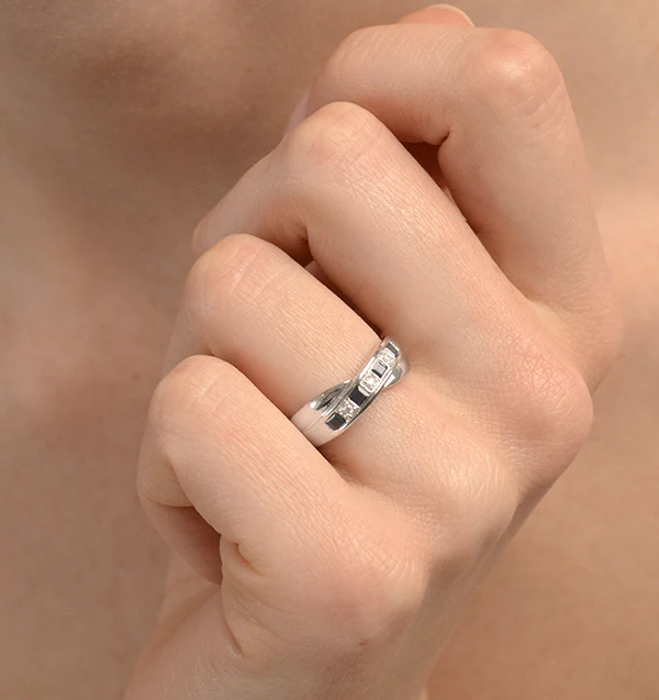Sapphire 0.45ct And Diamond 9K White Gold Crossover Ring - Image 3