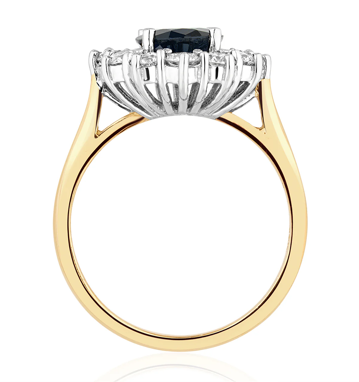 Sapphire 2.3ct And Lab Diamond 1ct Cluster Ring in 18K Gold - Image 5