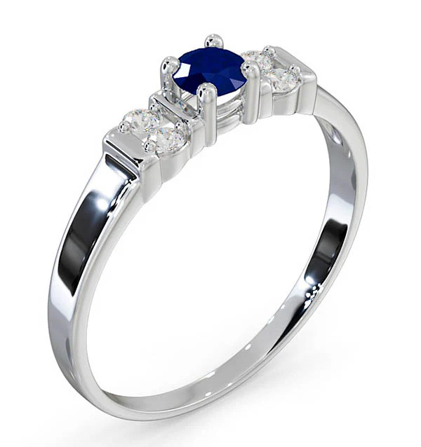 Sapphire 3.75mm And Diamond 18K White Gold Ring SIZE L - Image 3