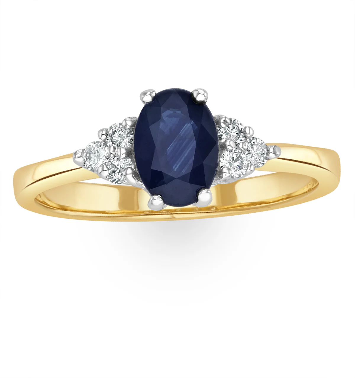 Sapphire 7 x 5mm And Diamond 18K Gold Ring - Image 2