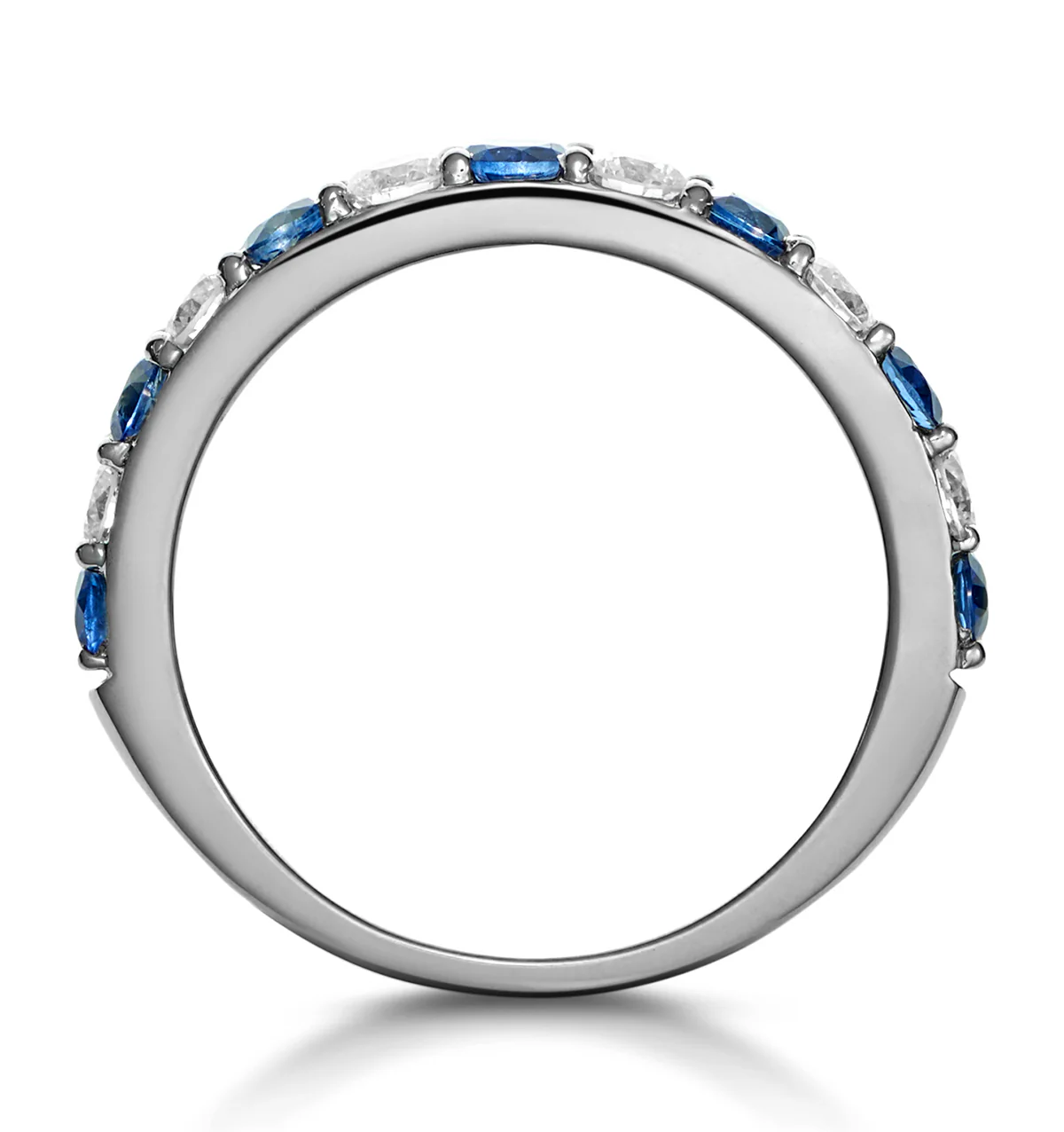 Sapphire and 0.50ct Lab Diamond Asteria Eternity Ring 9K White Gold - Image 3
