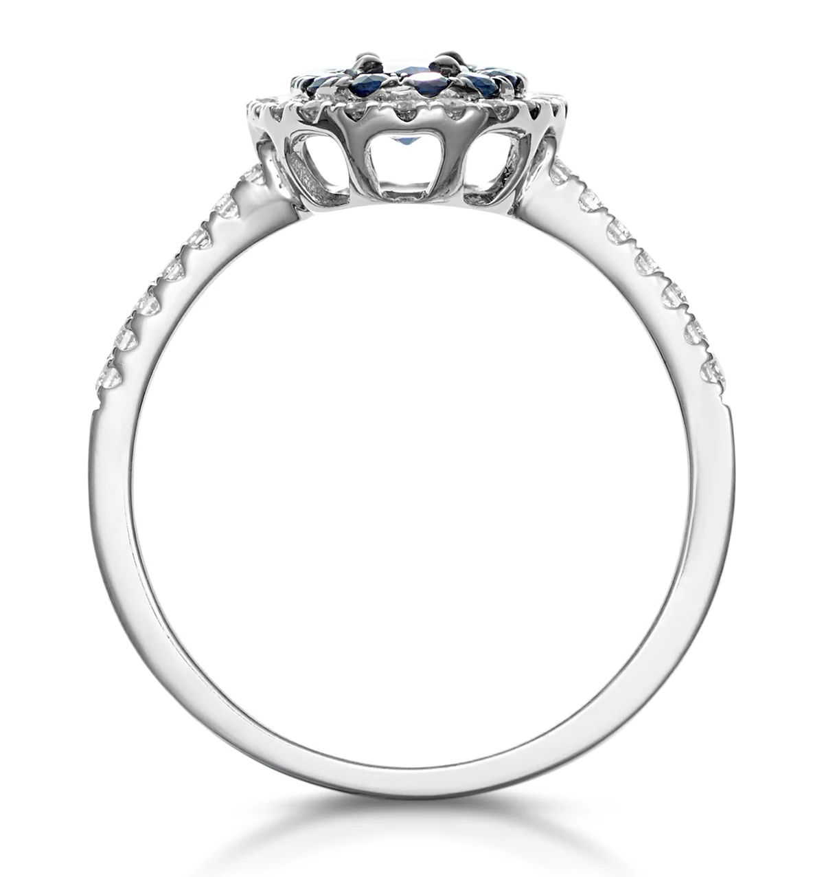 Sapphire and Diamond Double Halo Ring 18KW Gold - Asteria Collection - Image 3