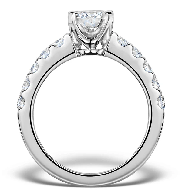 Sidestone Engagement Ring 1.50ct H/SI Diamonds in Platinum CFCO3 - Image 2
