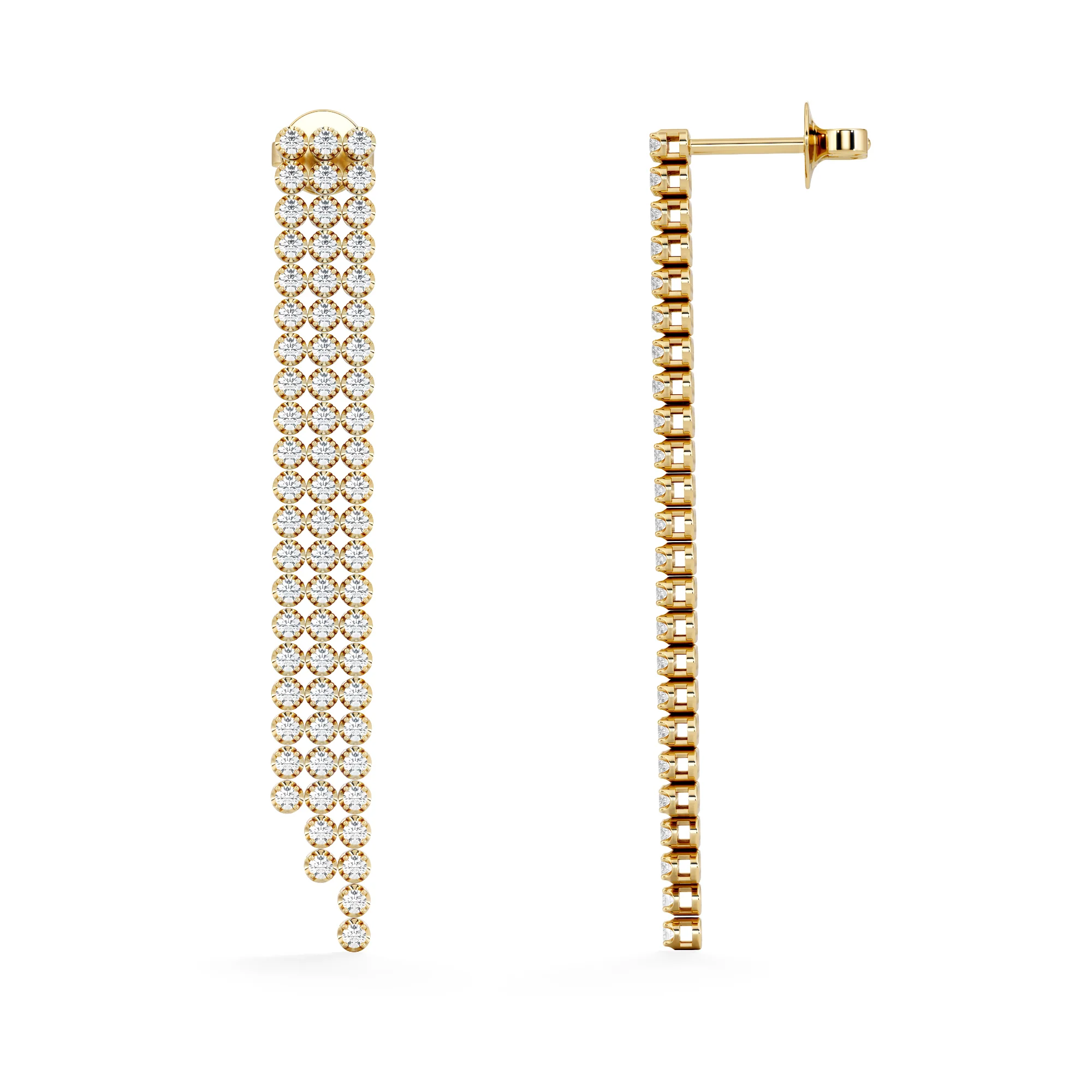 Soirée 1.75ct Round Cut Lab Diamond Drop Earrings in 18K Yellow Gold - Image 5
