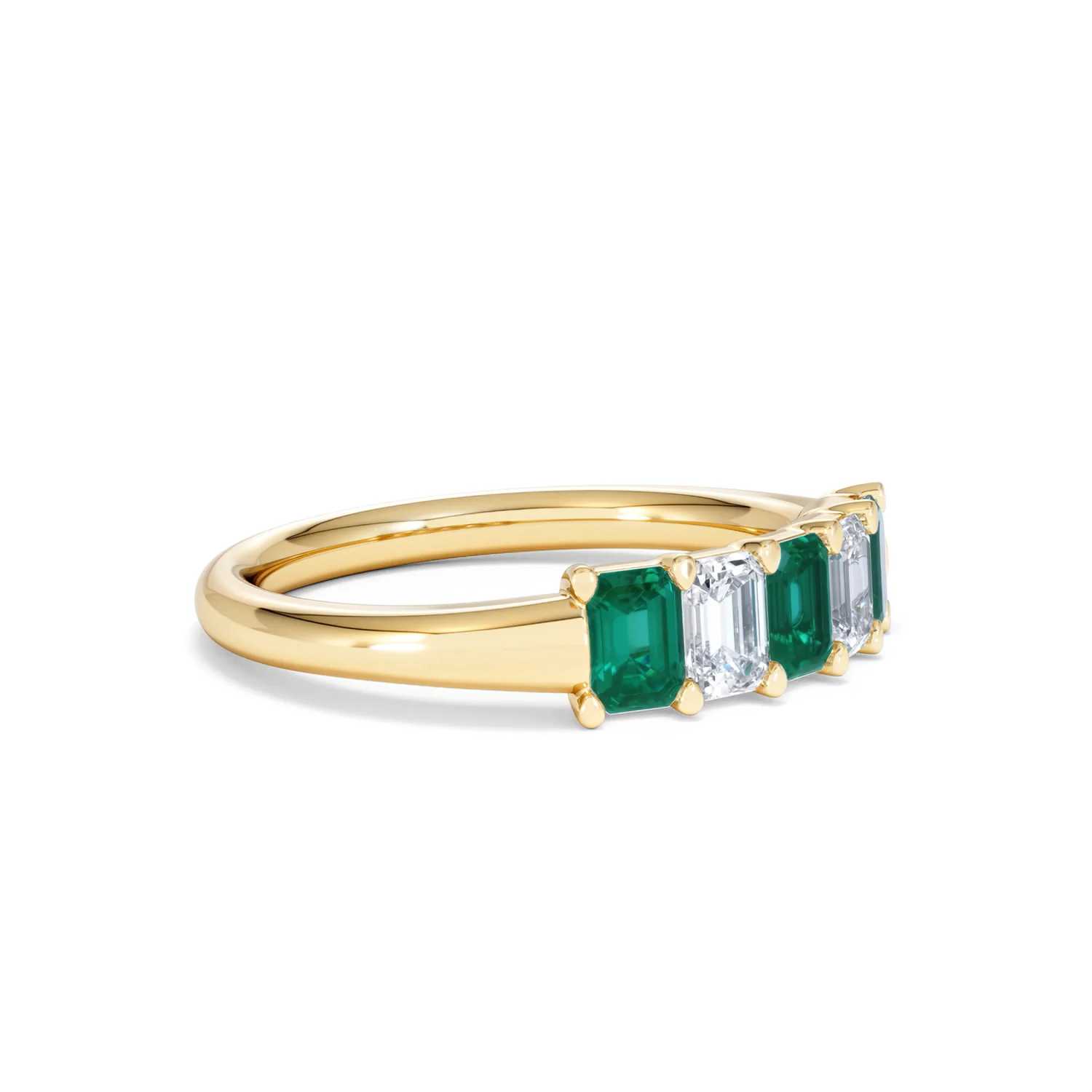 Solene 0.75ct Emerald Cut Lab Emerald and Lab Diamond Half Eternity Ring in 18K Yellow Gold - Image 20
