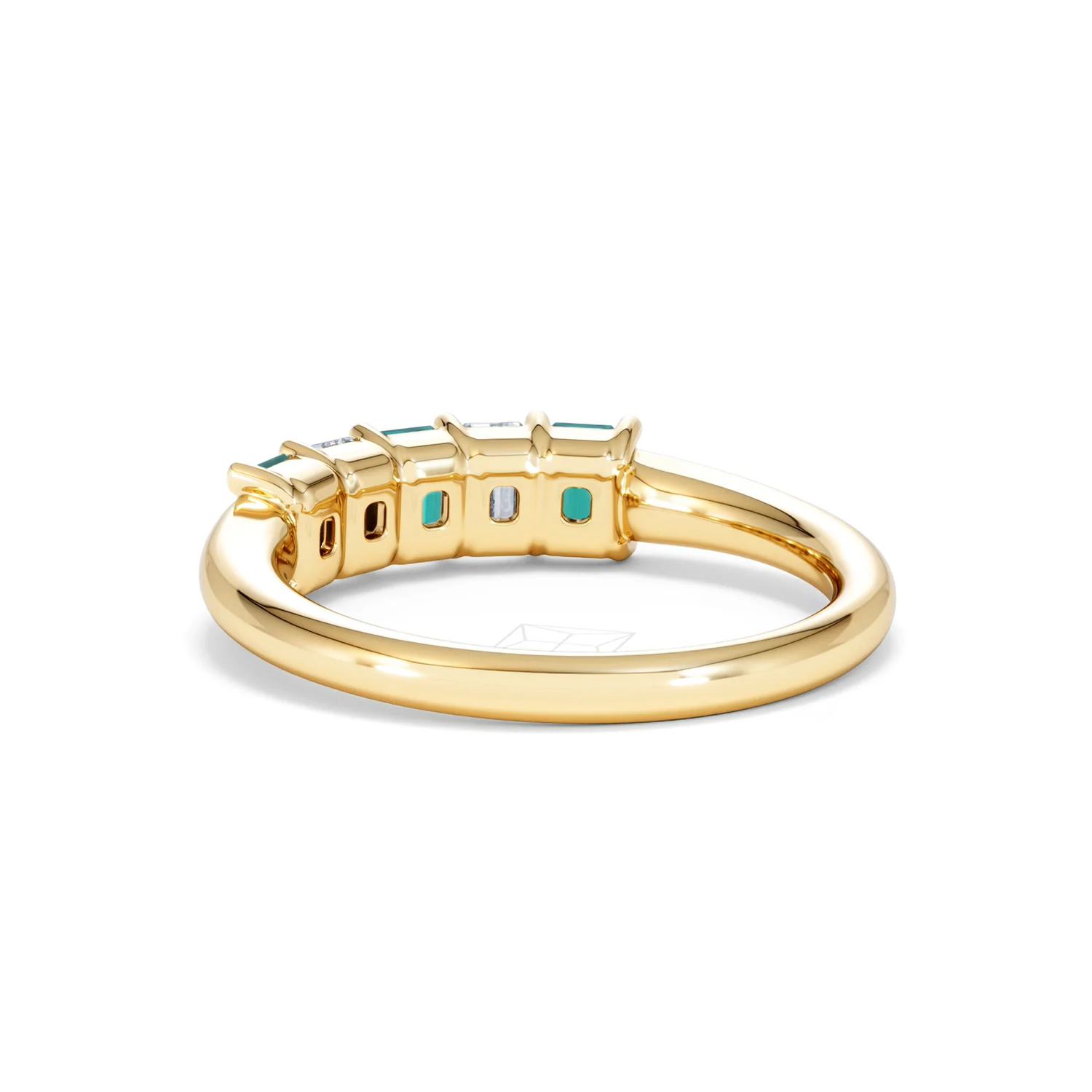 Solene 0.75ct Emerald Cut Lab Emerald and Lab Diamond Half Eternity Ring in 18K Yellow Gold - Image 55