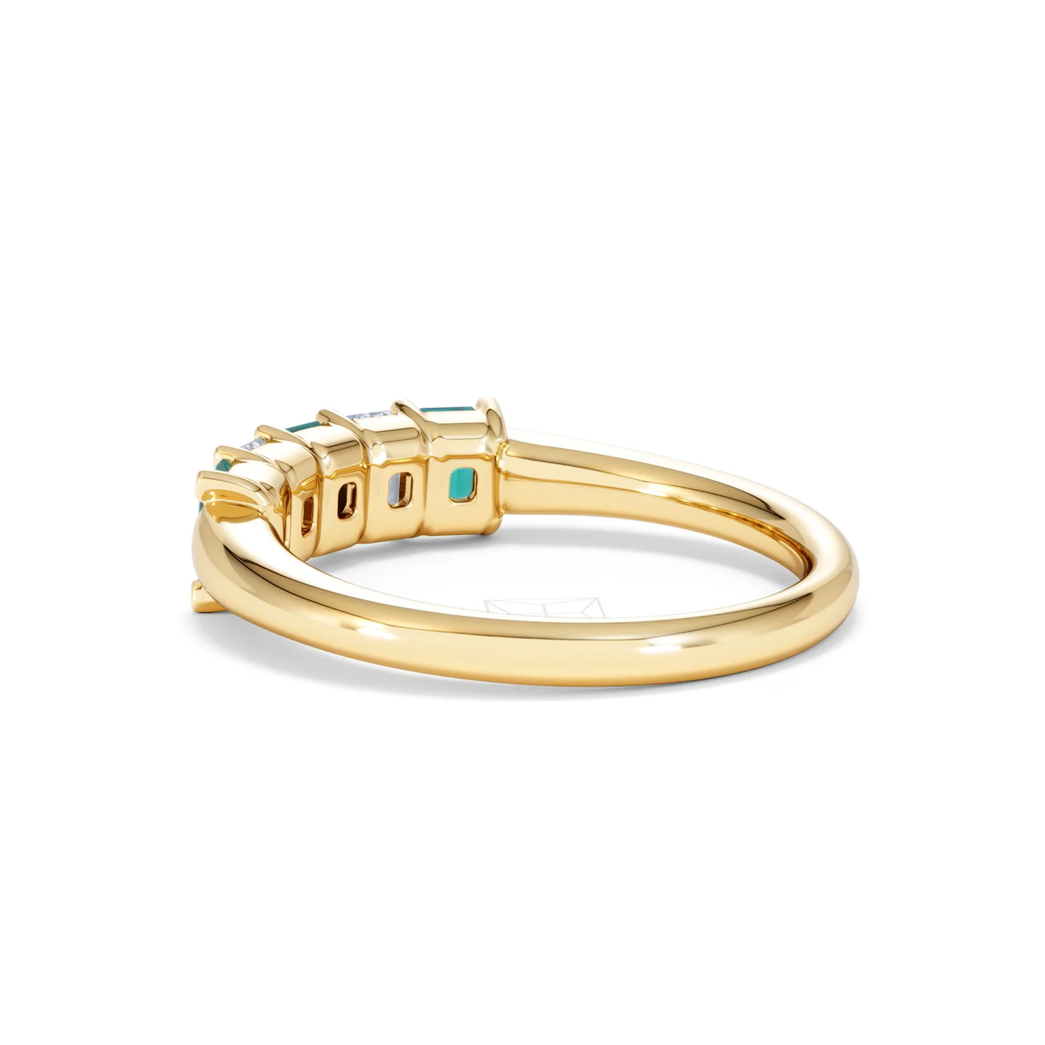 Solene 0.75ct Emerald Cut Lab Emerald and Lab Diamond Half Eternity Ring in 18K Yellow Gold - Image 60