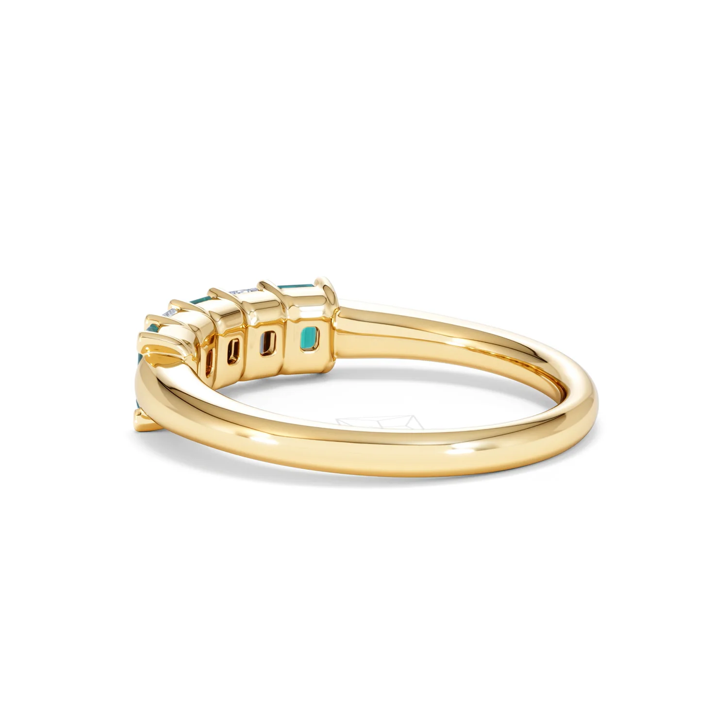Solene 0.75ct Emerald Cut Lab Emerald and Lab Diamond Half Eternity Ring in 18K Yellow Gold - Image 61