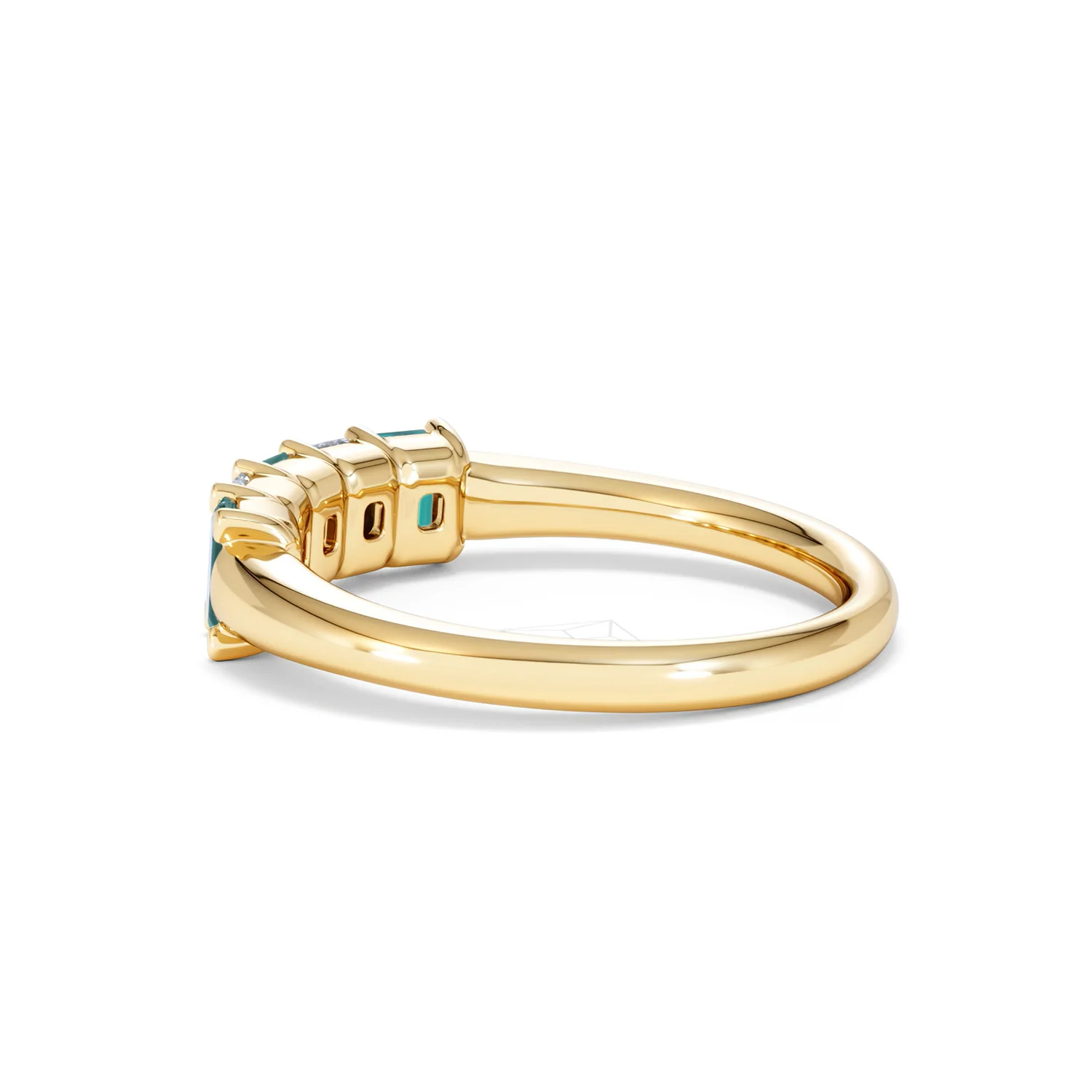 Solene 0.75ct Emerald Cut Lab Emerald and Lab Diamond Half Eternity Ring in 18K Yellow Gold - Image 63