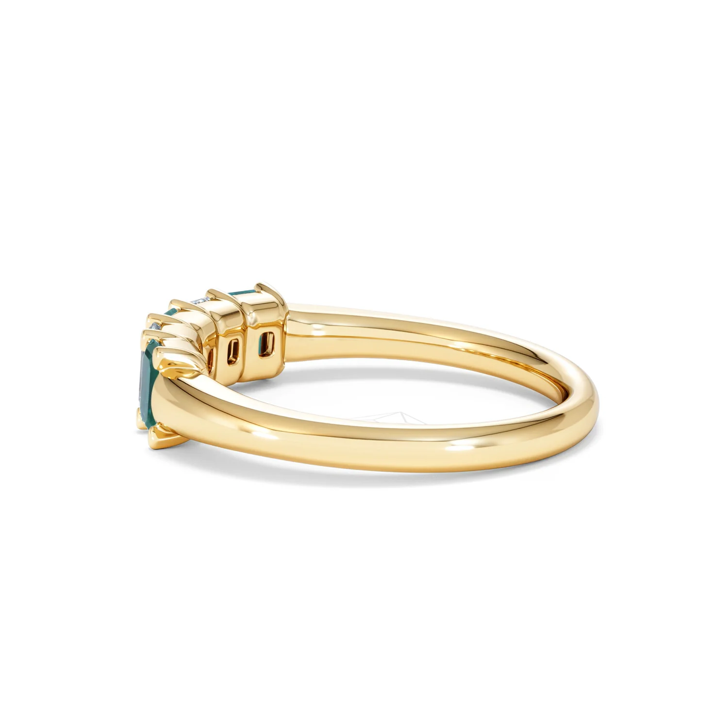 Solene 0.75ct Emerald Cut Lab Emerald and Lab Diamond Half Eternity Ring in 18K Yellow Gold - Image 65