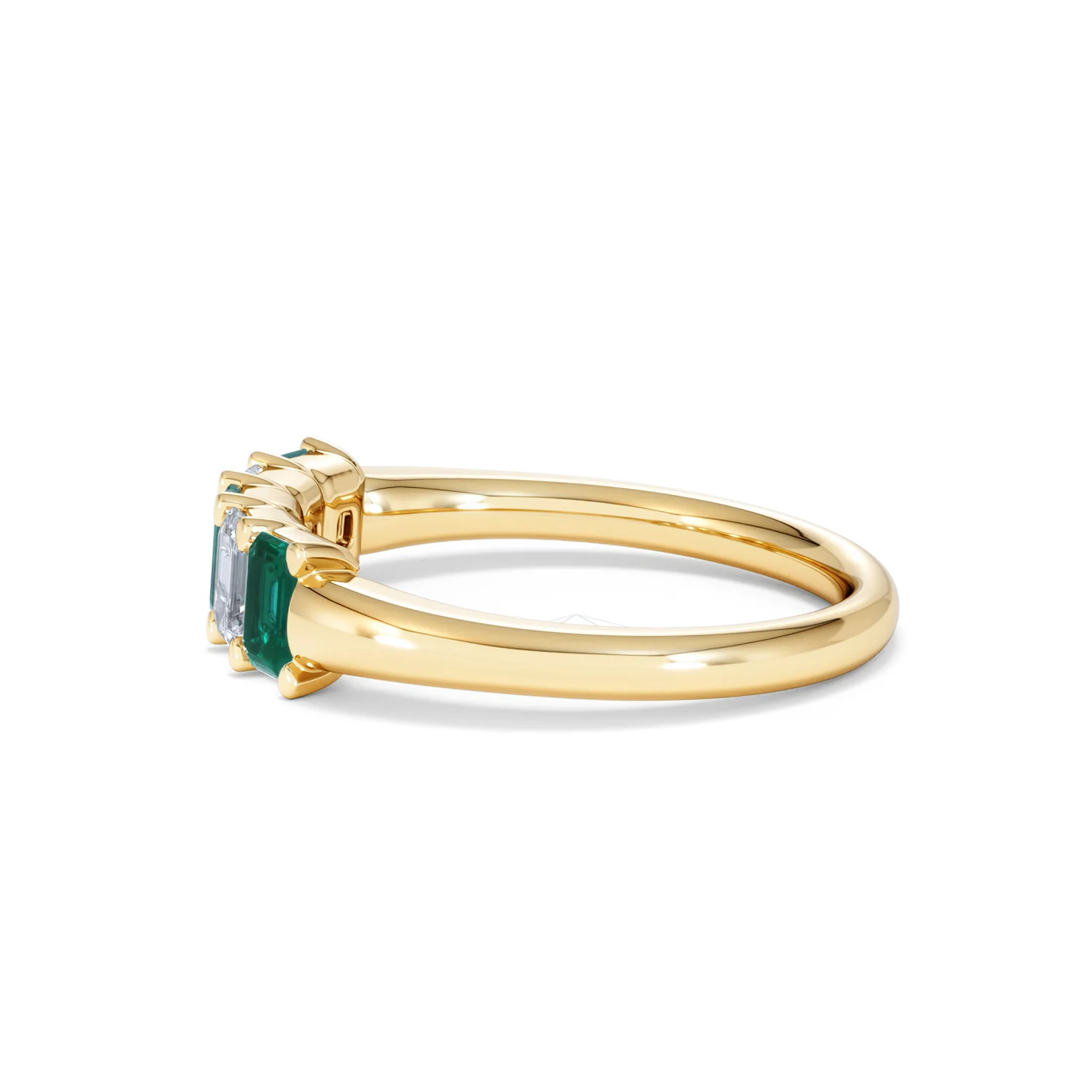 Solene 0.75ct Emerald Cut Lab Emerald and Lab Diamond Half Eternity Ring in 18K Yellow Gold - Image 69