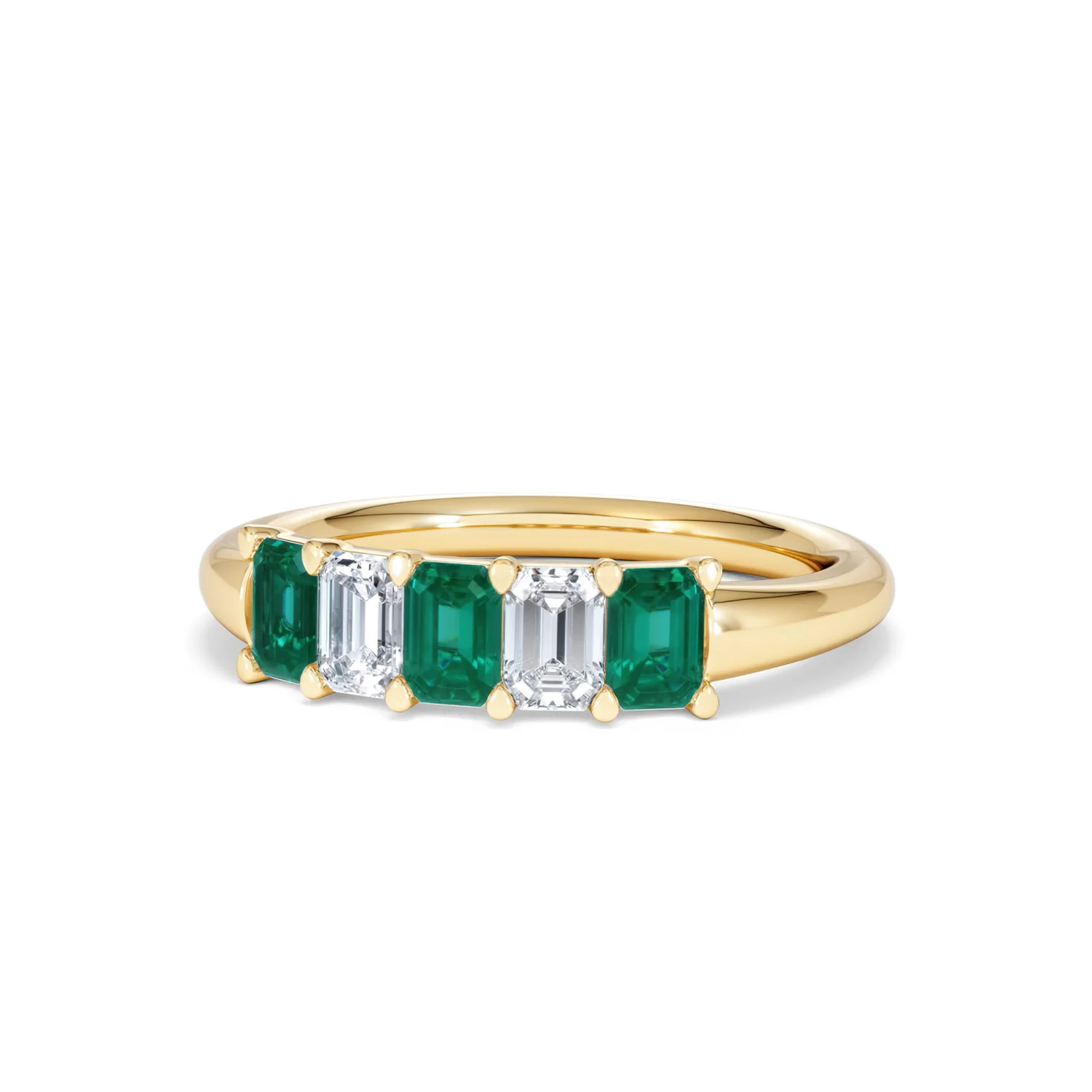 Solene 0.75ct Emerald Cut Lab Emerald and Lab Diamond Half Eternity Ring in 18K Yellow Gold - Image 85