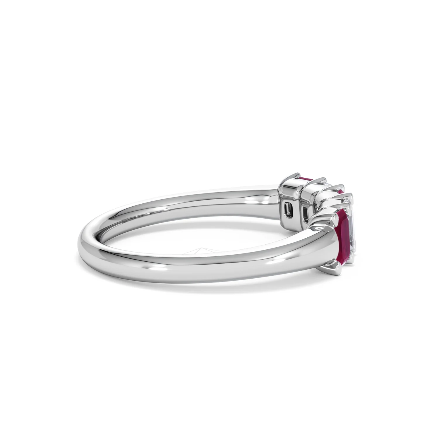 Solene 0.75ct Emerald Cut Lab Ruby and Lab Diamond Half Band Eternity Ring in 18K White Gold - Image 31