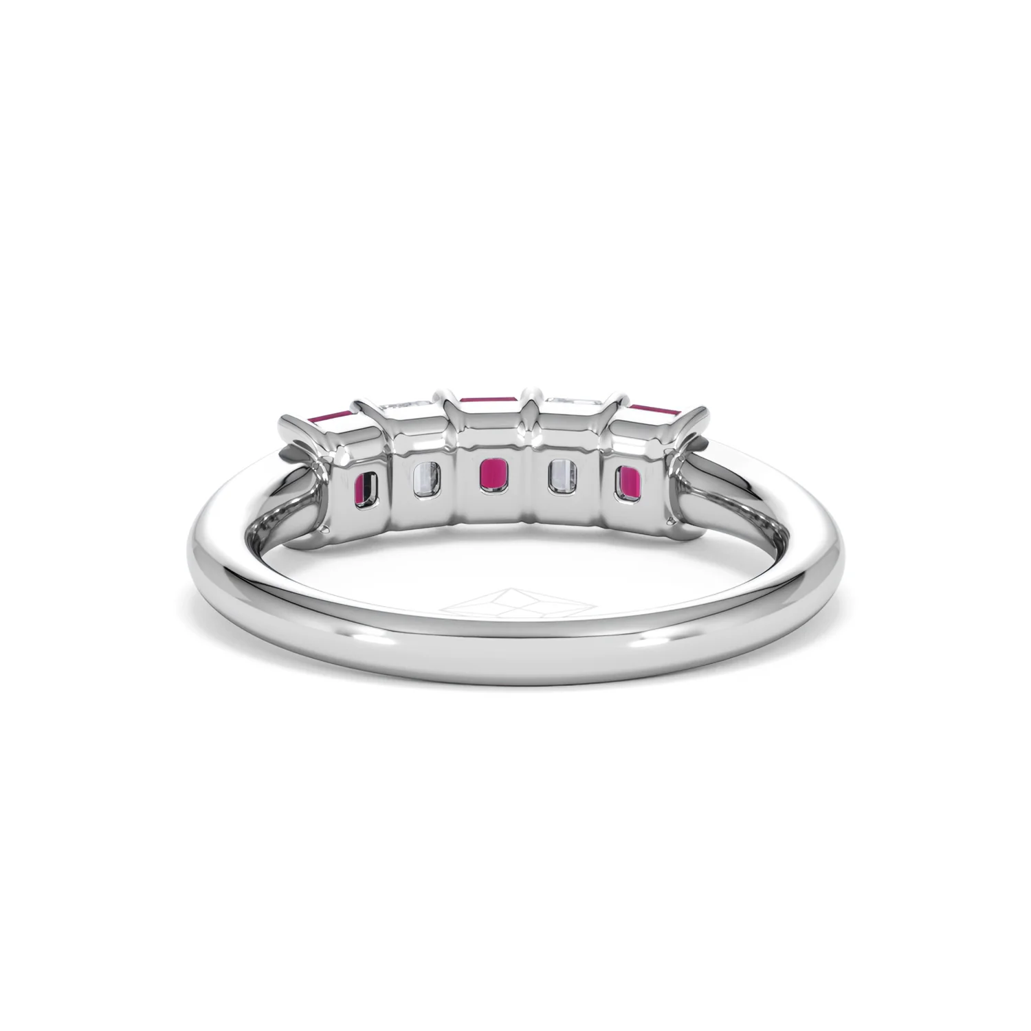 Solene 0.75ct Emerald Cut Lab Ruby and Lab Diamond Half Band Eternity Ring in 18K White Gold - Image 50