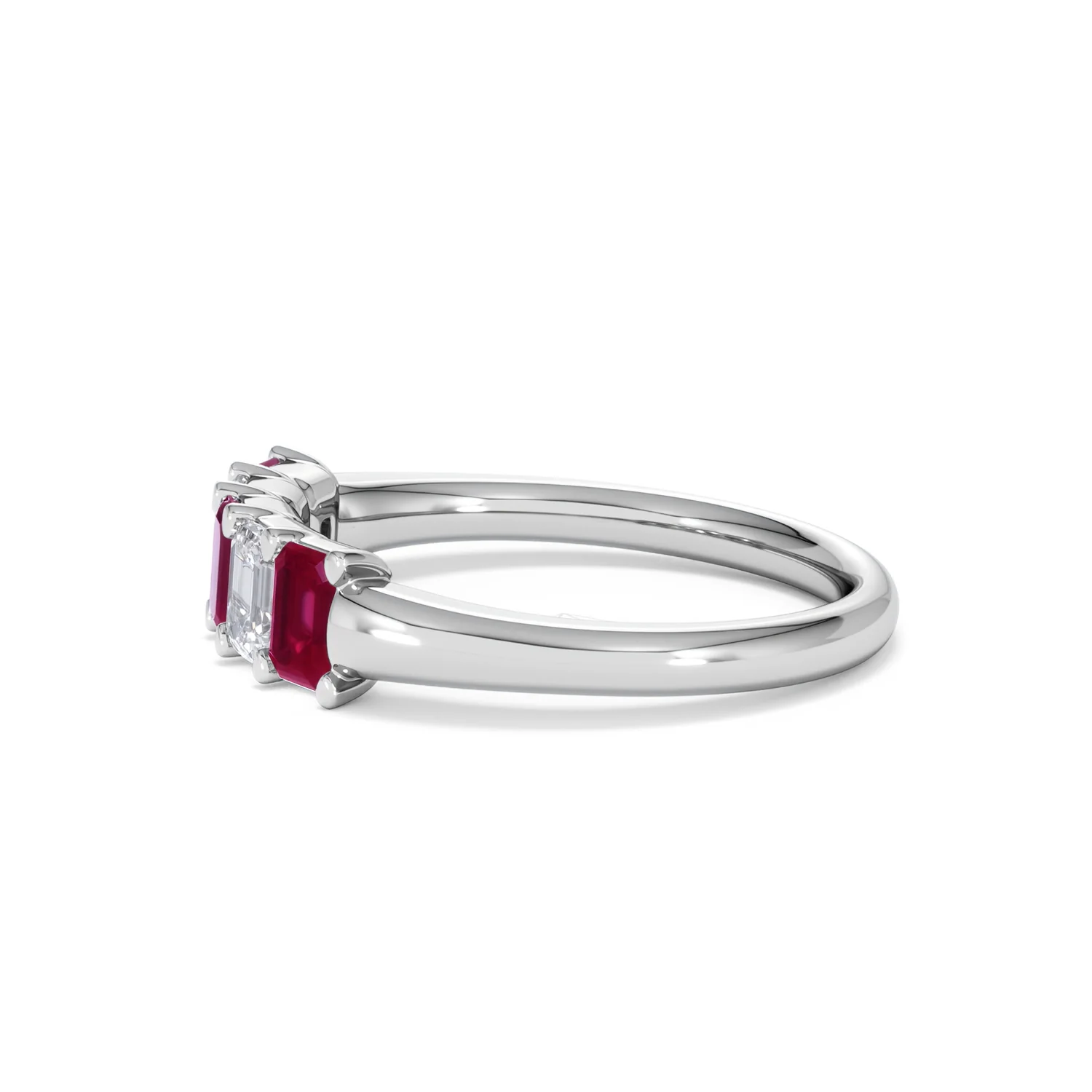 Solene 0.75ct Emerald Cut Lab Ruby and Lab Diamond Half Band Eternity Ring in 18K White Gold - Image 71