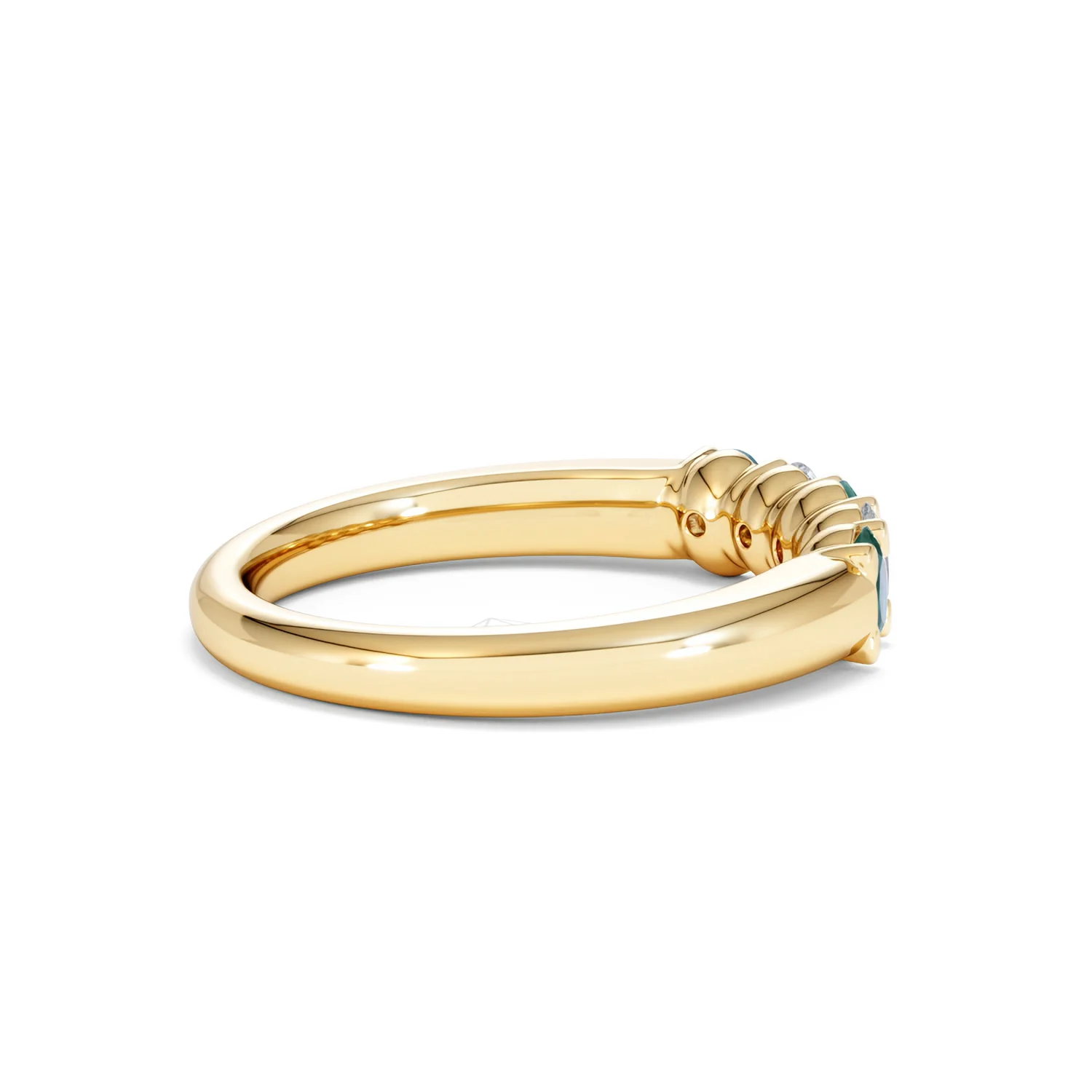 Solene 0.75ct Oval Cut Lab Emerald and Lab Diamond Half Band Eternity Ring in 18K Yellow Gold - Image 31