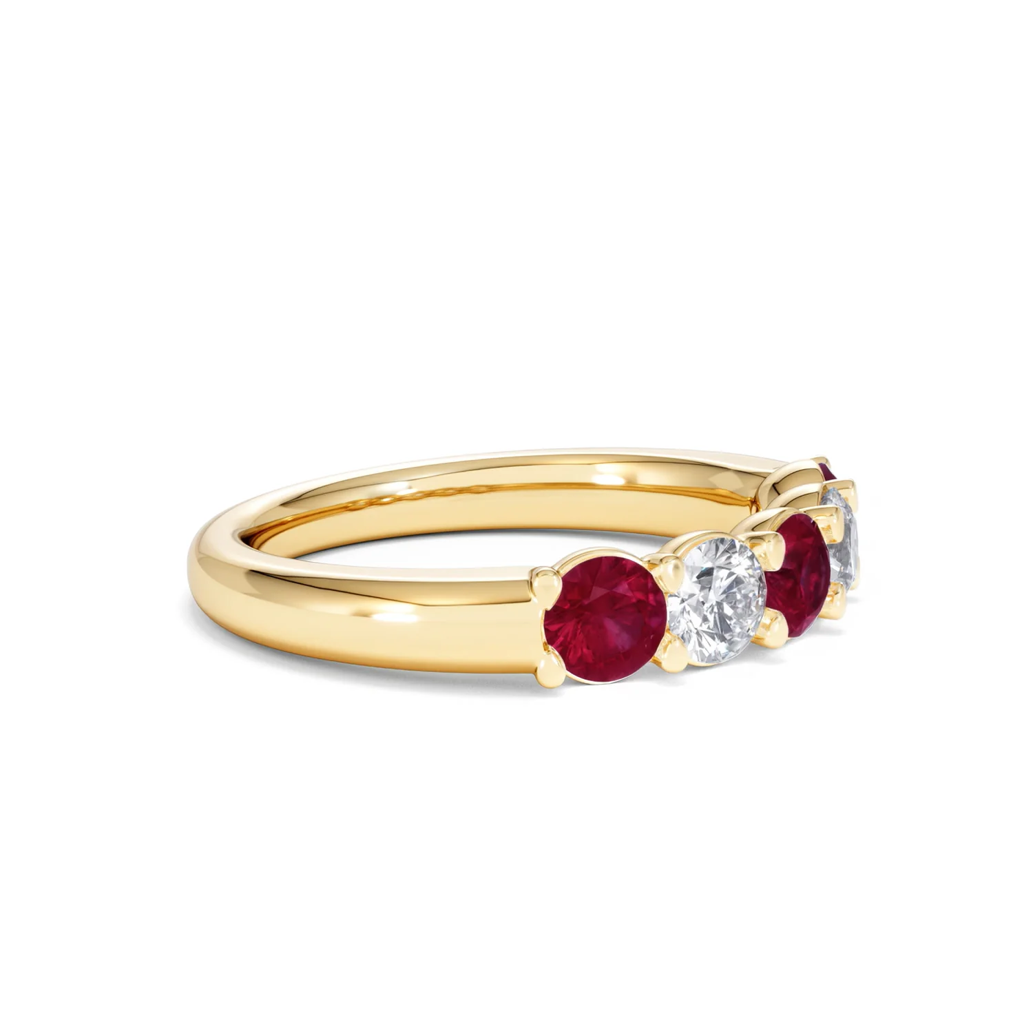 Solene 0.75ct Round Cut Lab Ruby and Lab Diamond Half Eternity Ring in 18K Yellow Gold - Image 22