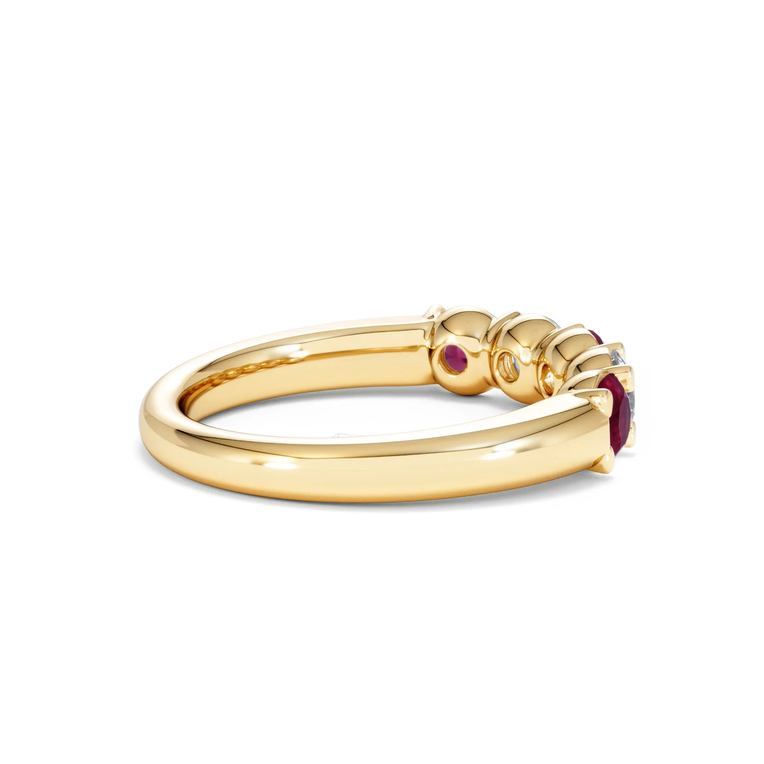 Solene 0.75ct Round Cut Lab Ruby and Lab Diamond Half Eternity Ring in 18K Yellow Gold - Image 34