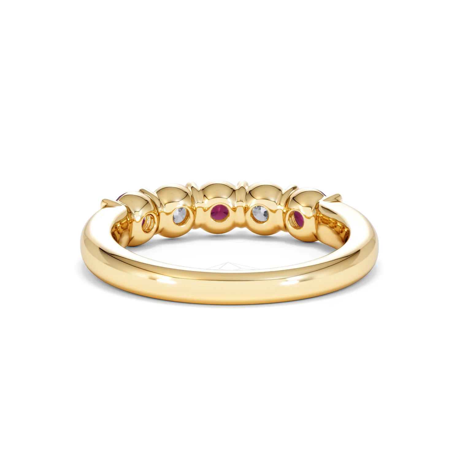 Solene 0.75ct Round Cut Lab Ruby and Lab Diamond Half Eternity Ring in 18K Yellow Gold - Image 50