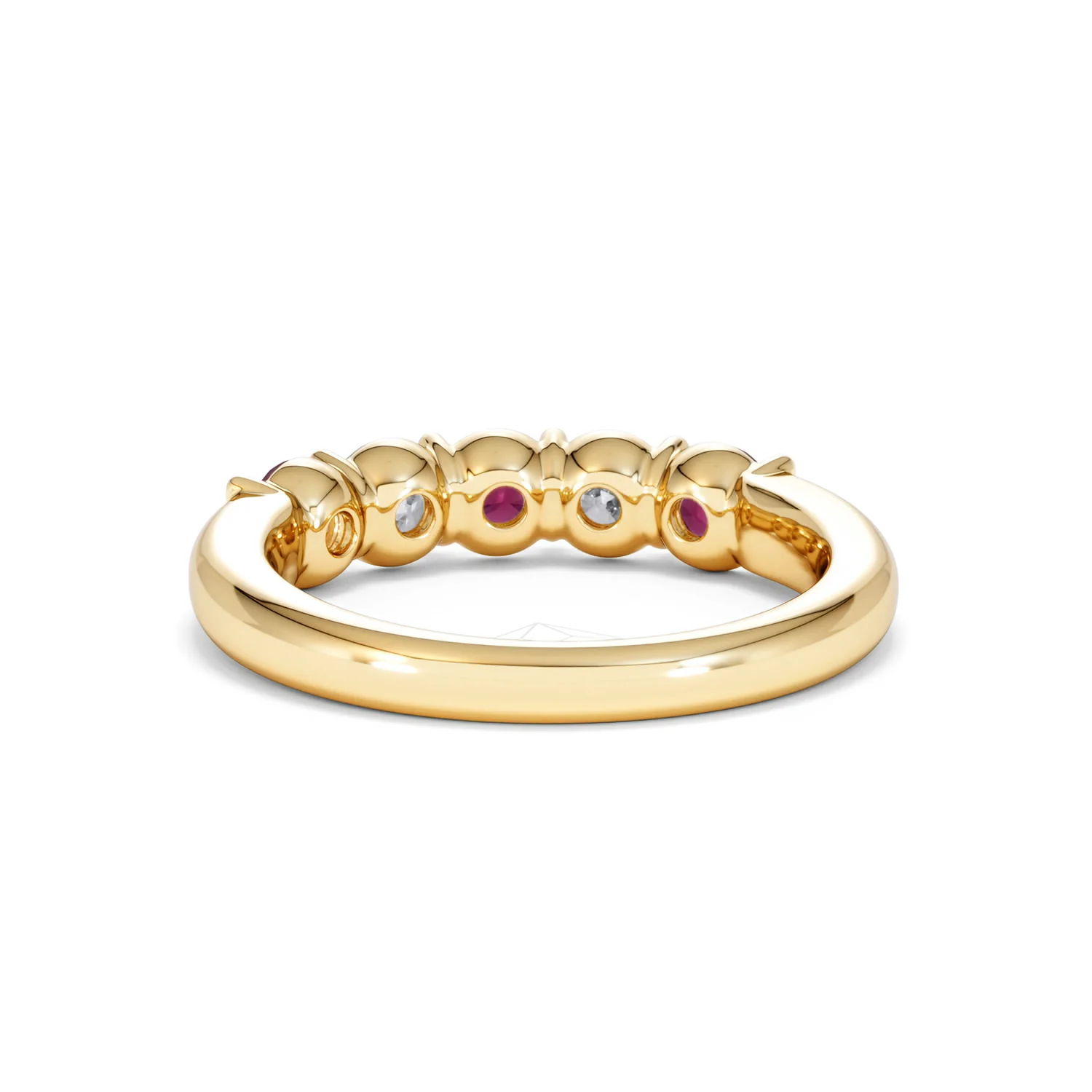 Solene 0.75ct Round Cut Lab Ruby and Lab Diamond Half Eternity Ring in 18K Yellow Gold - Image 51