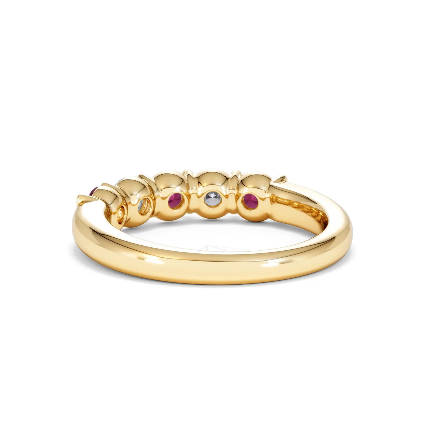 Solene 0.75ct Round Cut Lab Ruby and Lab Diamond Half Eternity Ring in 18K Yellow Gold - Image 54