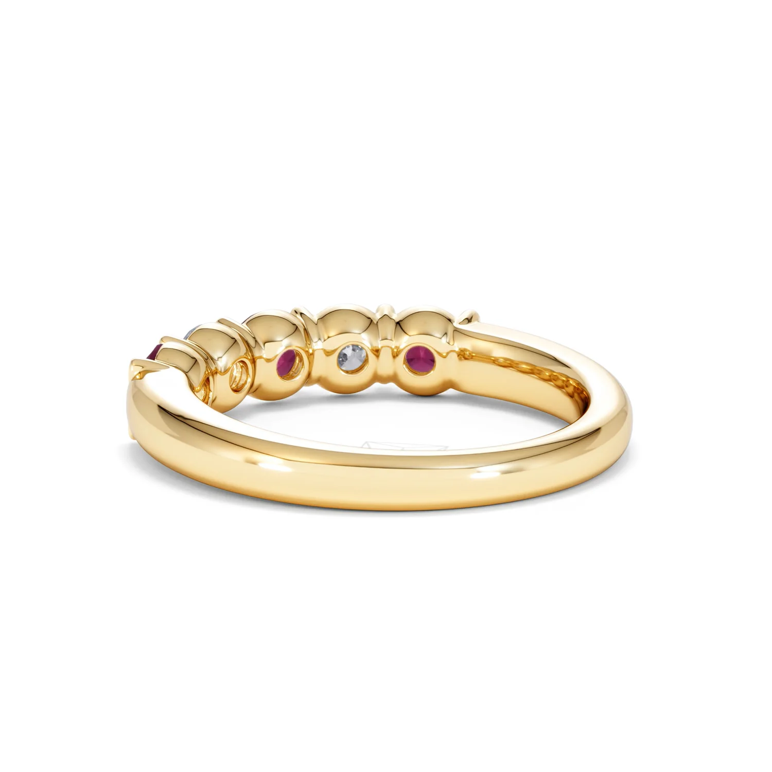 Solene 0.75ct Round Cut Lab Ruby and Lab Diamond Half Eternity Ring in 18K Yellow Gold - Image 56