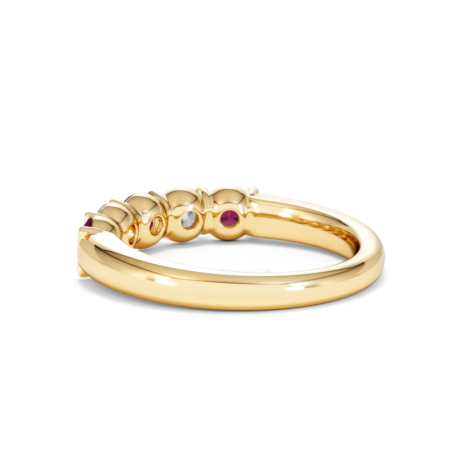 Solene 0.75ct Round Cut Lab Ruby and Lab Diamond Half Eternity Ring in 18K Yellow Gold - Image 59