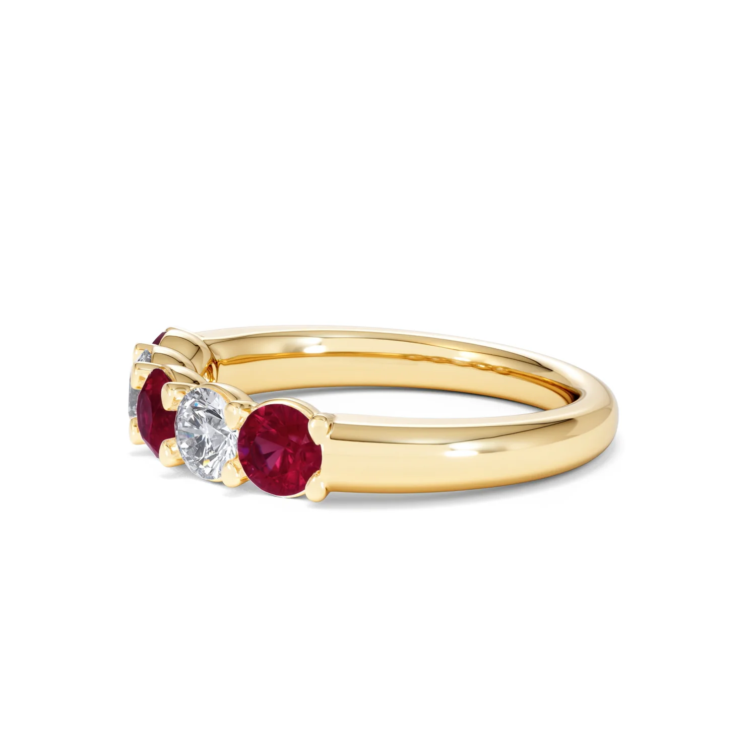 Solene 0.75ct Round Cut Lab Ruby and Lab Diamond Half Eternity Ring in 18K Yellow Gold - Image 74