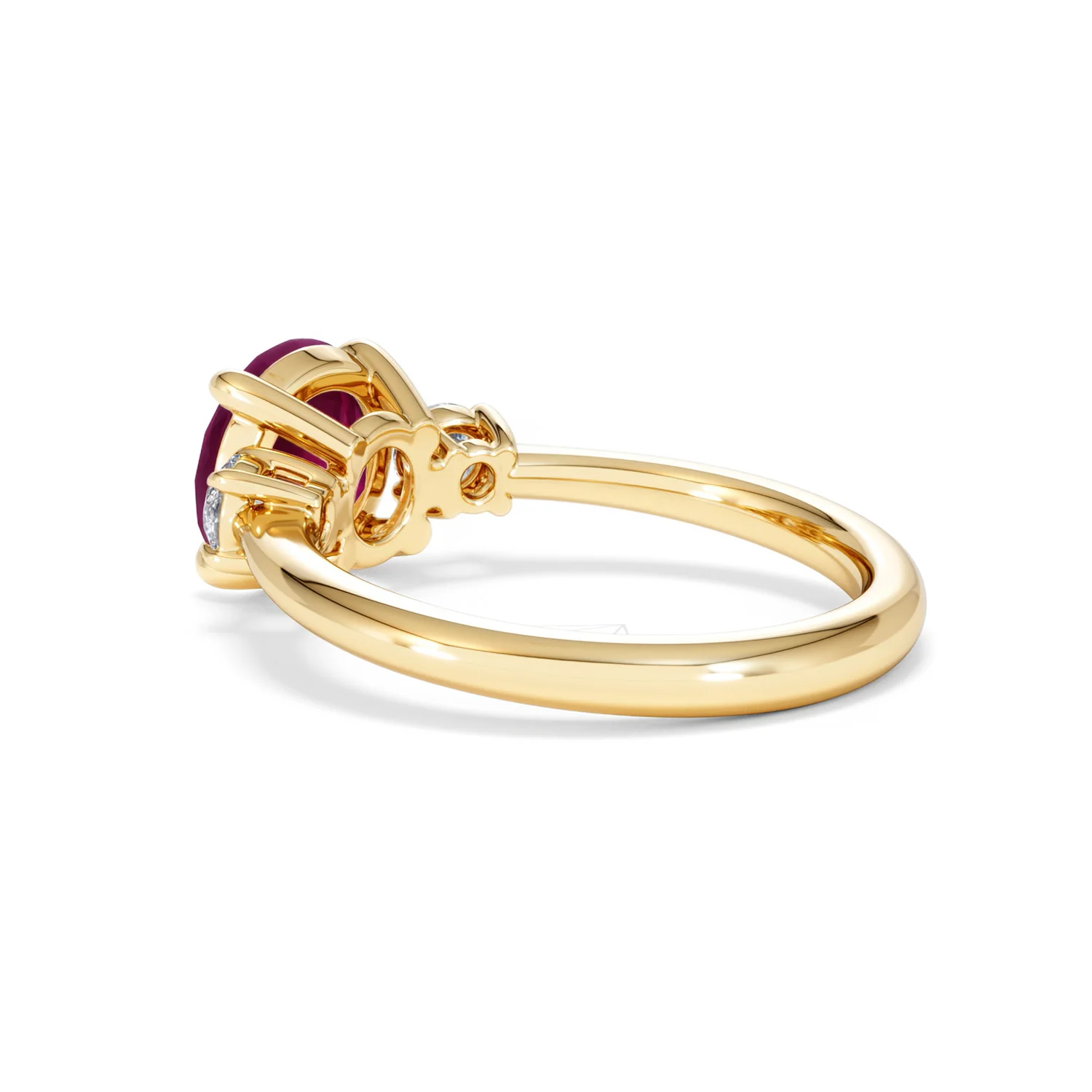 Solene 2.00ct Round Cut Lab Ruby and Lab Diamond 3 Stone Engagement Ring in 18K Yellow Gold - Image 60