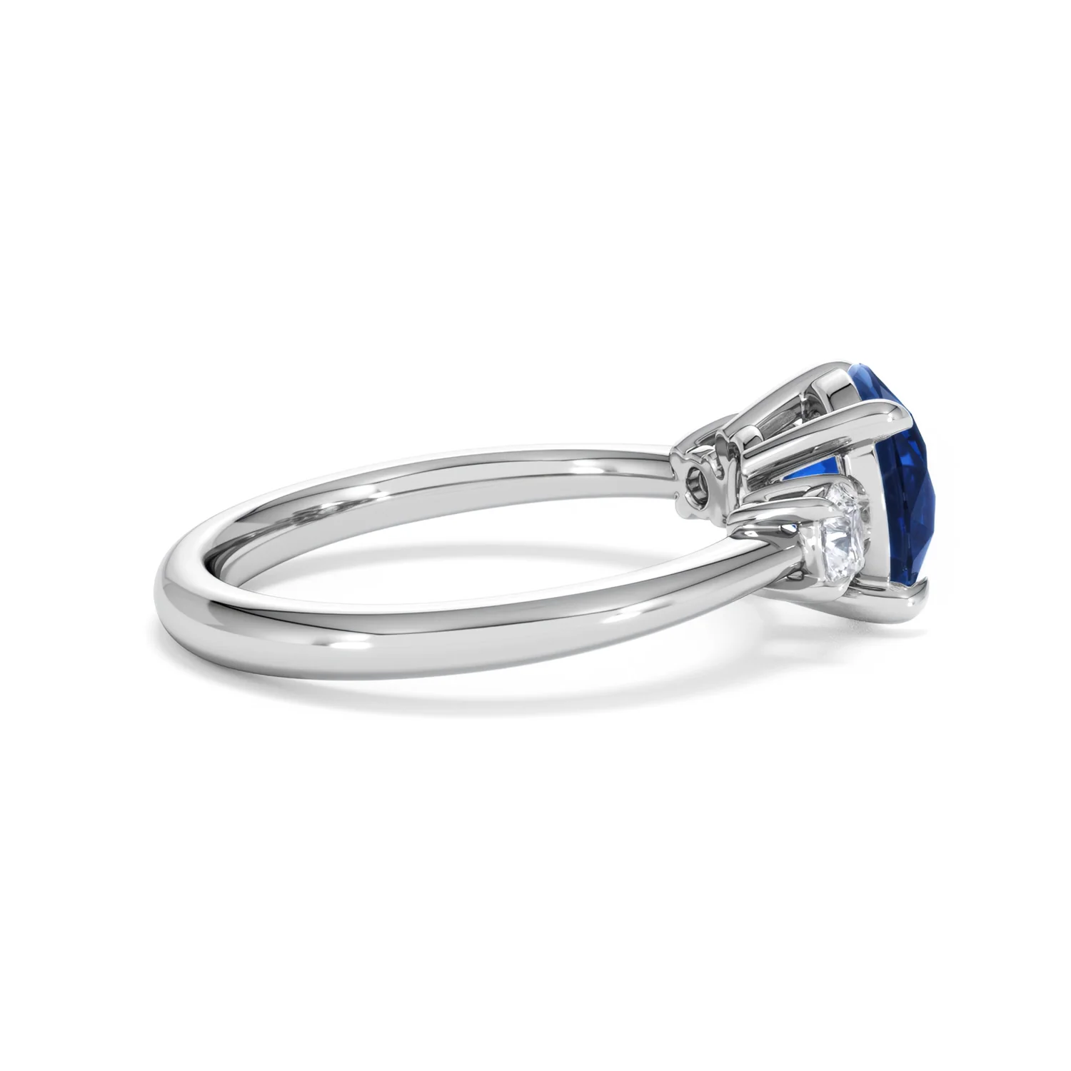 Solene 2.00ct Round Cut Lab Sapphire and Lab Diamond 3 Stone Engagement Ring in 18K White Gold - Image 31