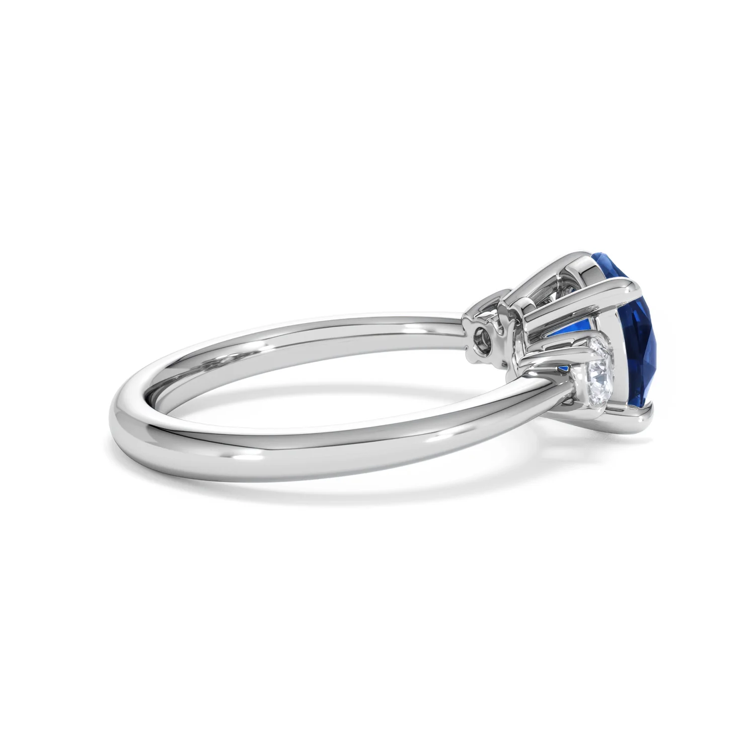 Solene 2.00ct Round Cut Lab Sapphire and Lab Diamond 3 Stone Engagement Ring in 18K White Gold - Image 32