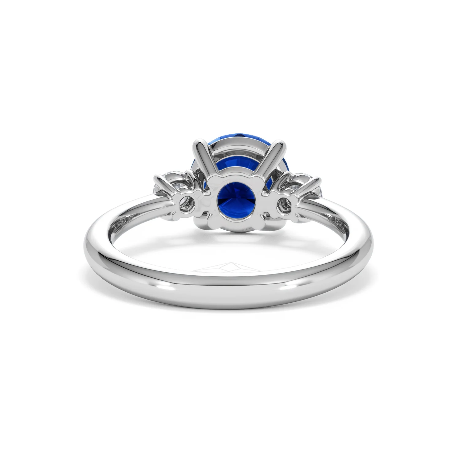 Solene 2.00ct Round Cut Lab Sapphire and Lab Diamond 3 Stone Engagement Ring in 18K White Gold - Image 48