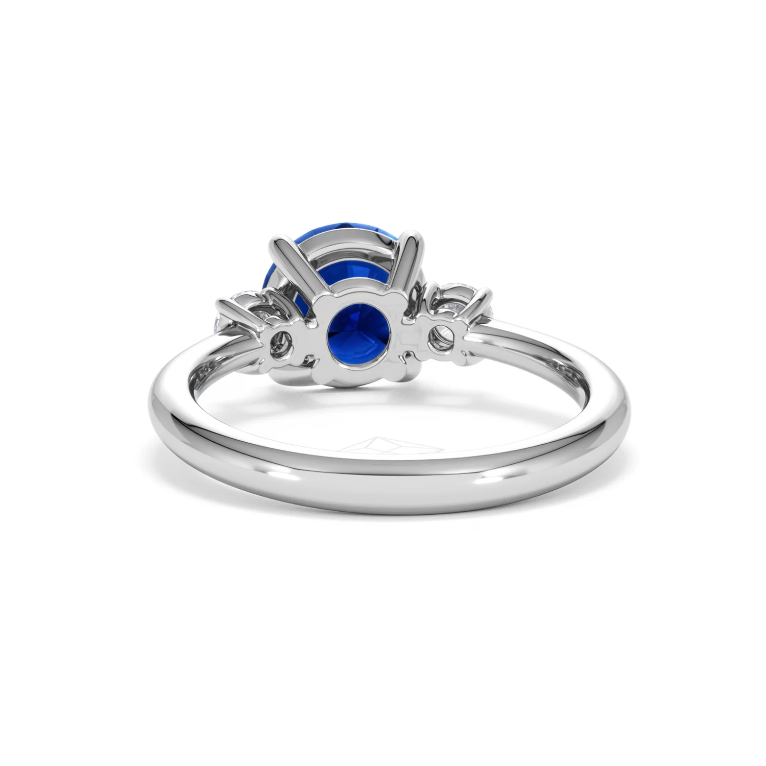 Solene 2.00ct Round Cut Lab Sapphire and Lab Diamond 3 Stone Engagement Ring in 18K White Gold - Image 51