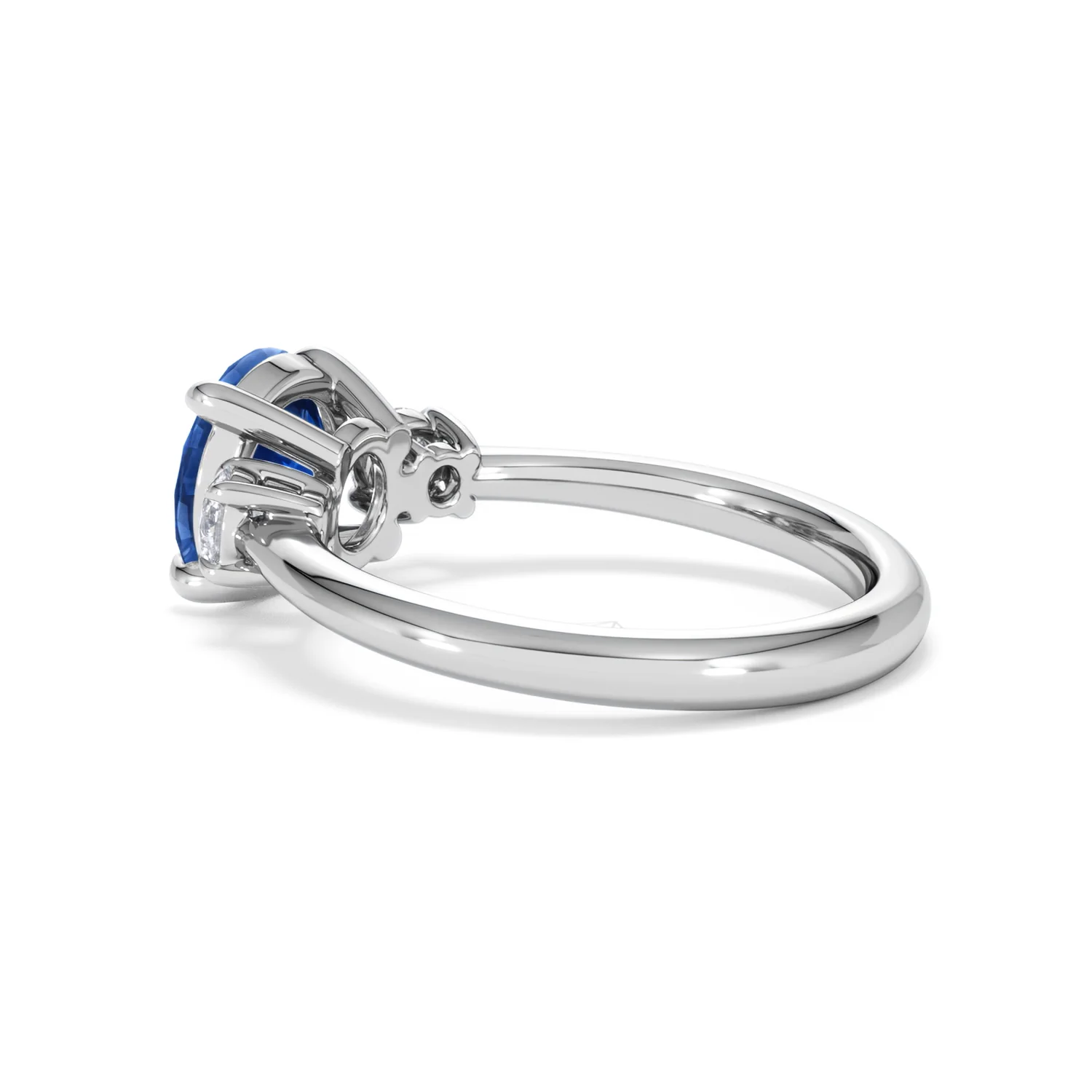 Solene 2.00ct Round Cut Lab Sapphire and Lab Diamond 3 Stone Engagement Ring in 18K White Gold - Image 62