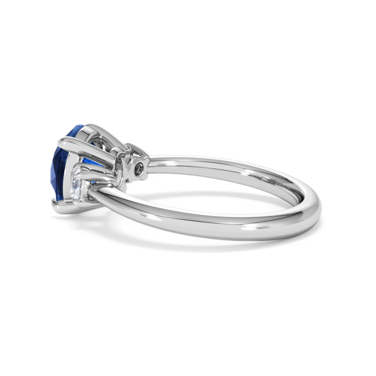 Solene 2.00ct Round Cut Lab Sapphire and Lab Diamond 3 Stone Engagement Ring in 18K White Gold - Image 65
