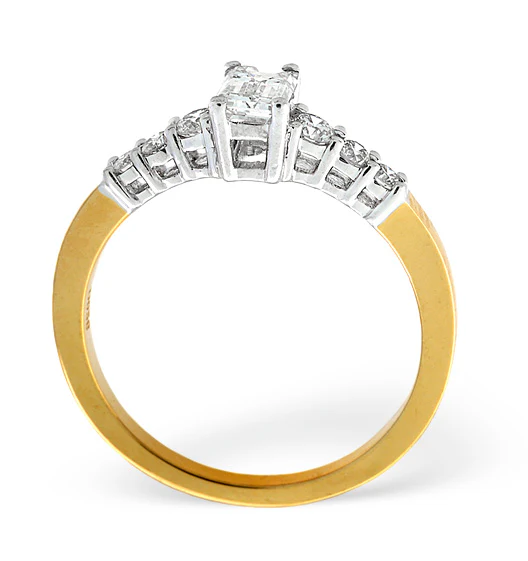 Solitaire With Shoulders Ring 0.76CT Lab Diamond 18K Yellow Gold - Image 2