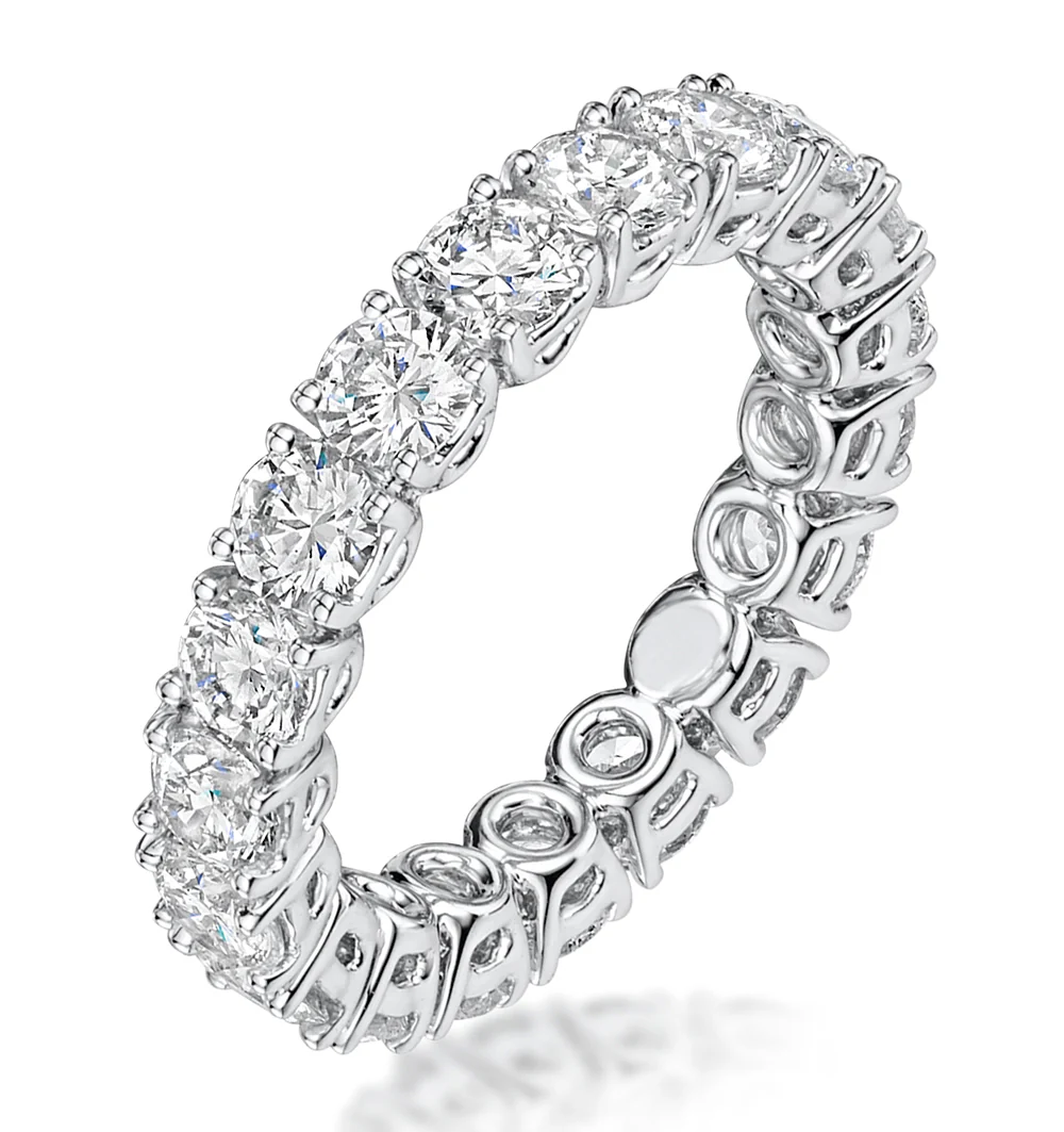 Stella Diamond Eternity Ring Round Cut 2.7ct VVs Platinum Size J-N