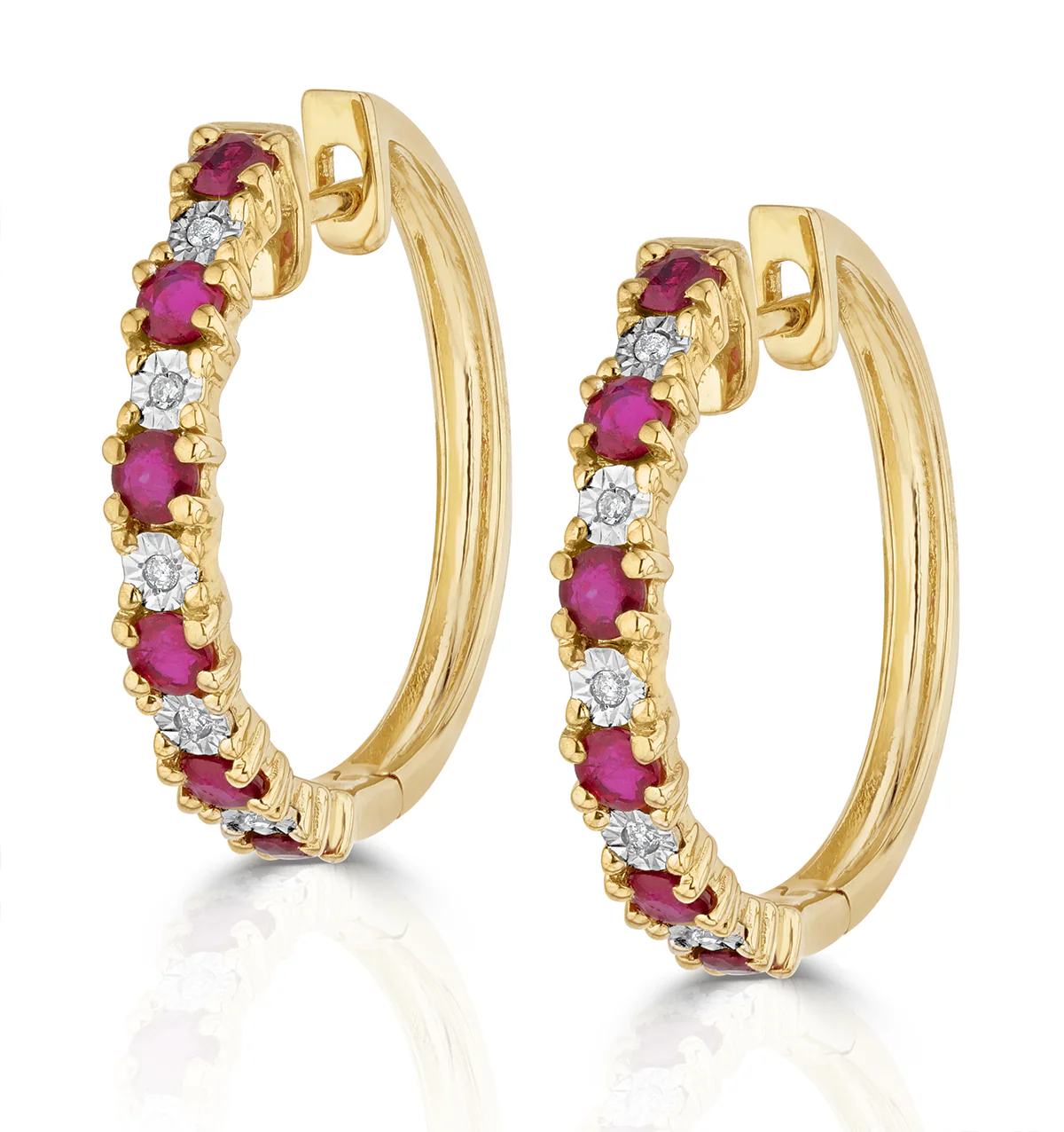 Stellato Ruby 0.86ct And Diamond 9K Gold Earrings - Image 2