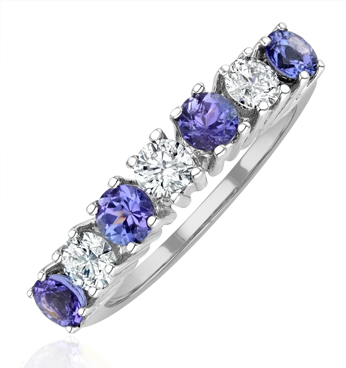 Tanzanite 0.70CT and Diamond Ring 0.50CT 18K White Gold