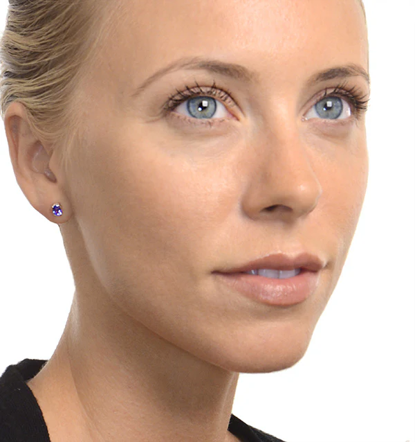 Tanzanite 5 x 4mm (0.70ct) 9K White Gold Earrings - Image 2