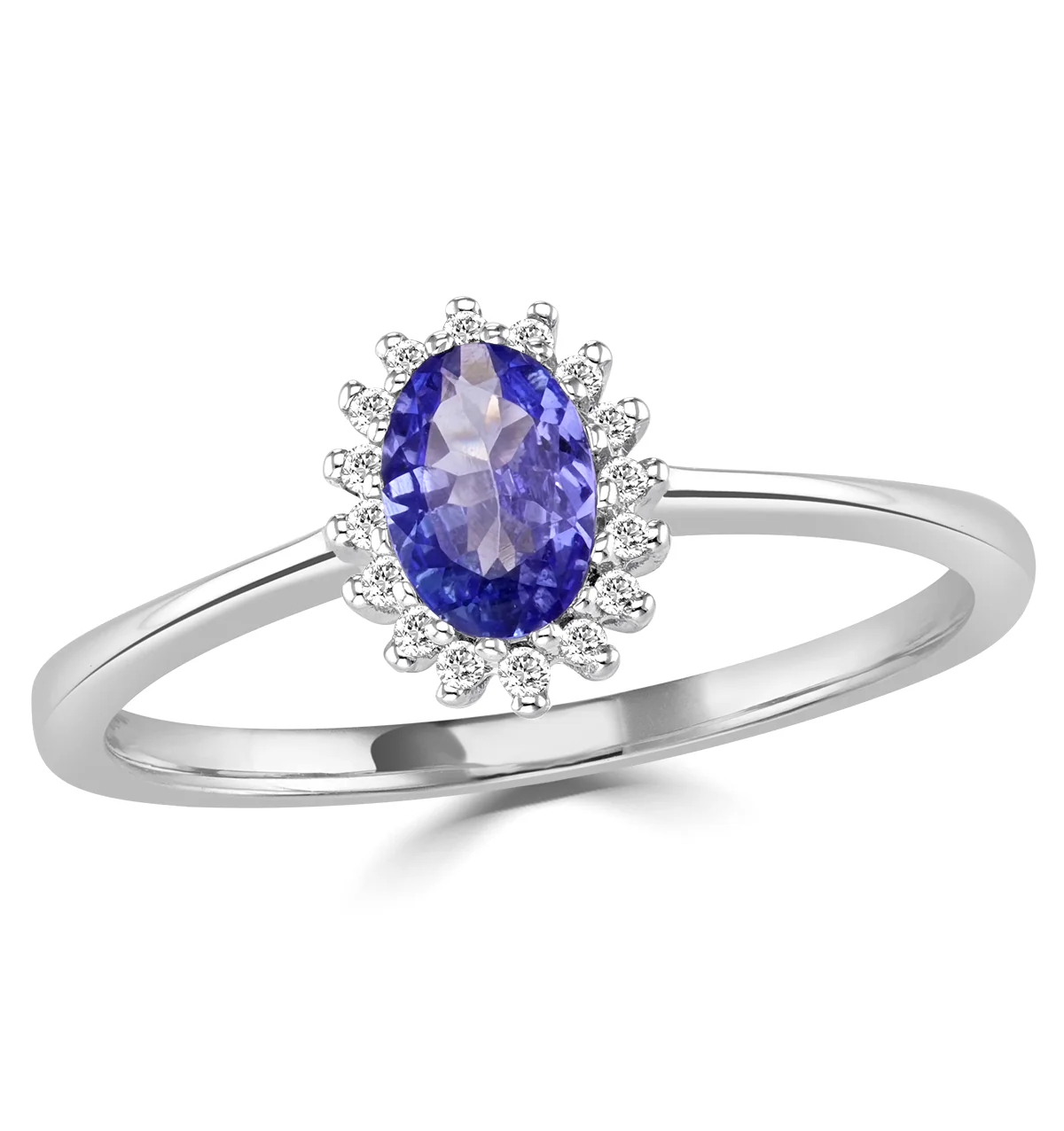 Tanzanite 6 x 4mm And Diamond 9K White Gold Ring - Image 2
